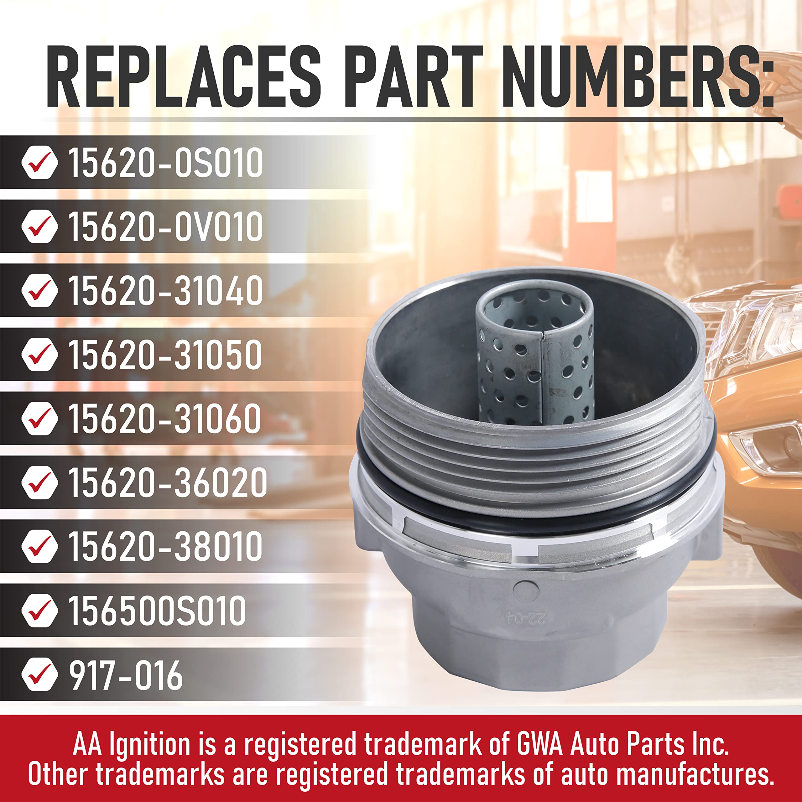 Engine Oil Filter Cap Assembly - Replaces 15620-31060, 917-016, 15643-31050, 1564331050 - Compatible With Toyota, Lexus, Scion Vehicles - 2005-2021 - Avalon, Camry, Highlander, Rav4, Sienna, Venza