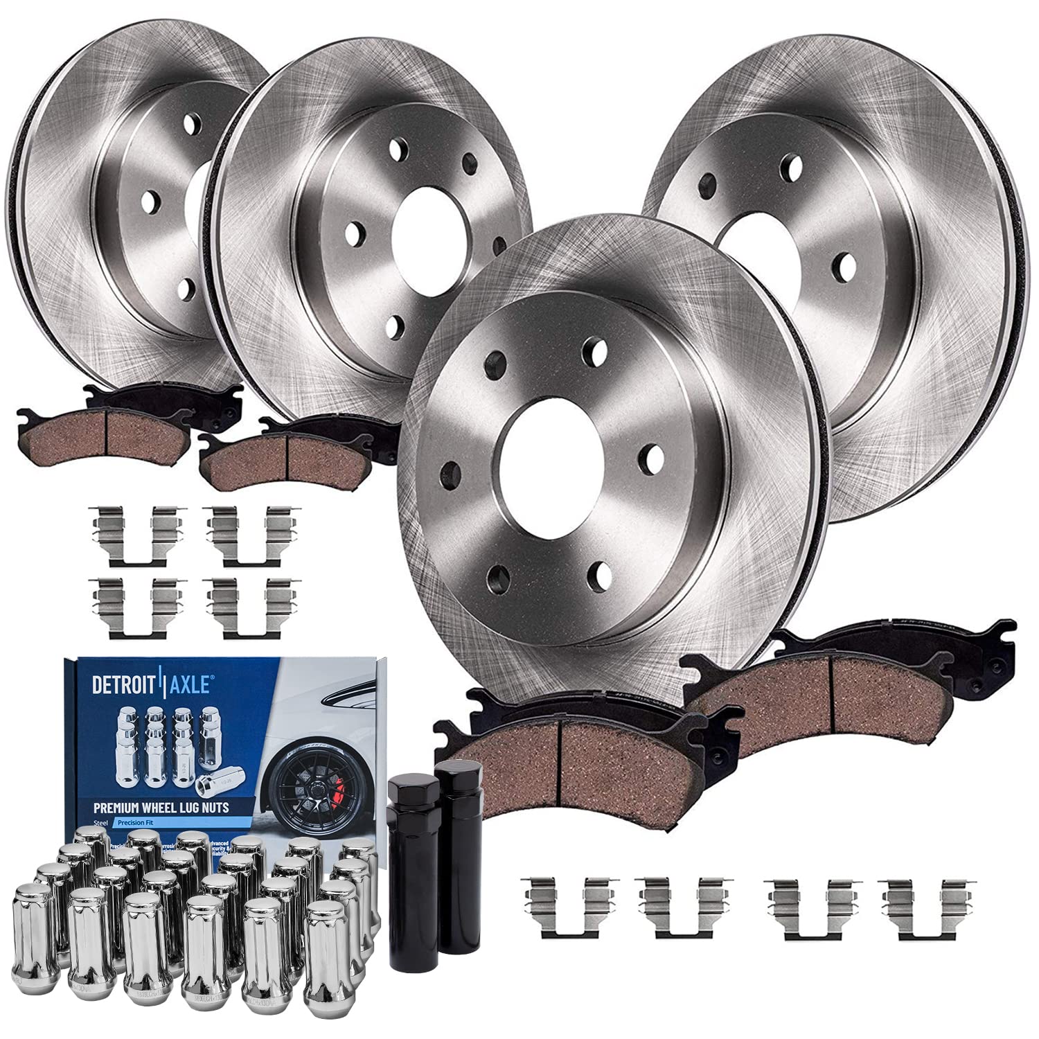 Detroit Axle - Brake Kit for Chevy Silverado 1500 Tahoe, GMC Yukon XL Sierra 1500, 12 Front & 12.79 Rear Disc Brake Rotors C