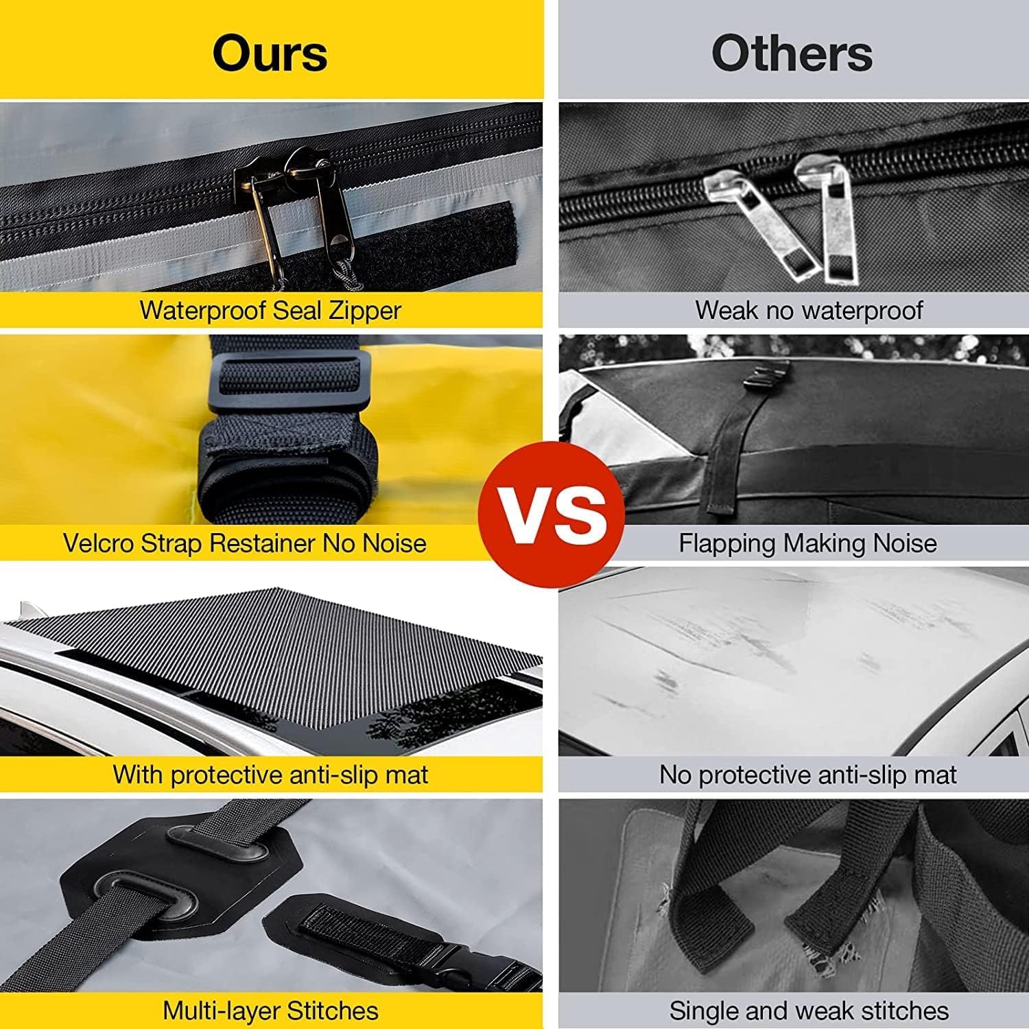 Wildroad Car Roof Bag Rooftop Cargo Carrier, 21 Cubic Feet Waterproof Roof Luggage Cargo Carrier Bag With Anti-Slip Mat For All Cars Vehicles Suv With/Without Rack (21 Cubic Feet)