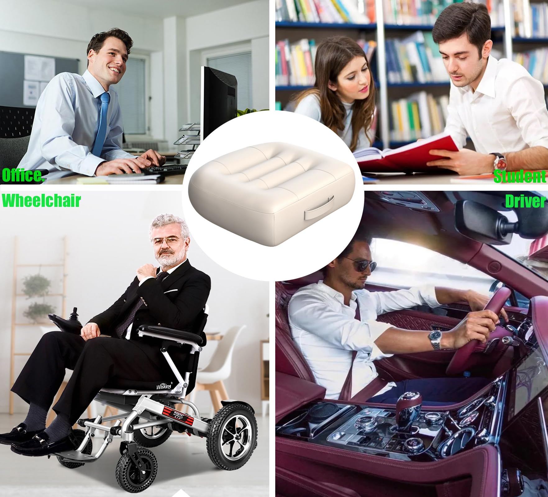 Adult Car Booster Seat Cushion/office chair cushion with Carry Handle Angle Lift Seat Cushion Imitation PU breathable fabric Mor