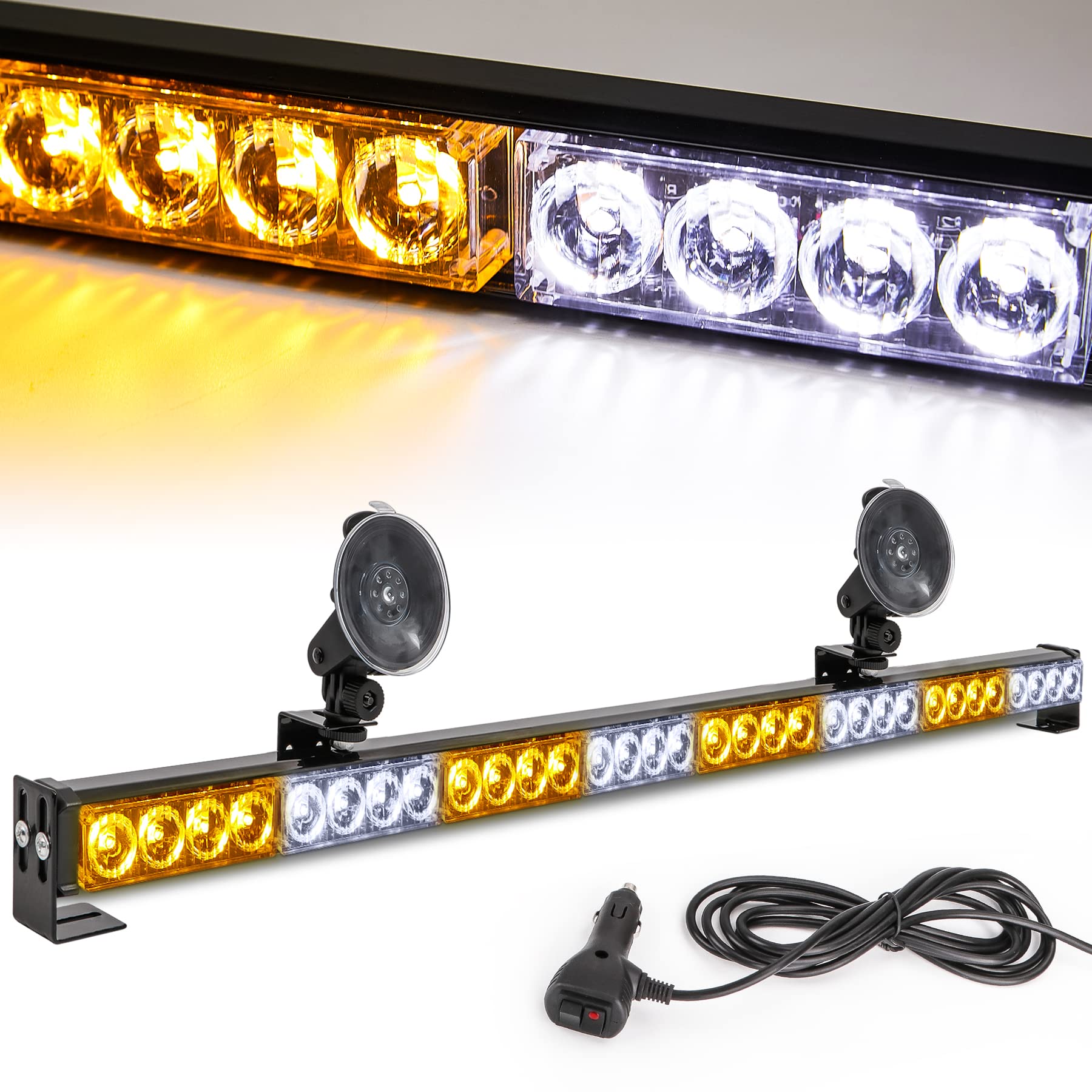 Le-Jx Traffic Advisor Light Bar 35.5 Inch 13 Flash Patterns 32 Led Warning Emergency Strobe Light Bar Directional Flashing Led S