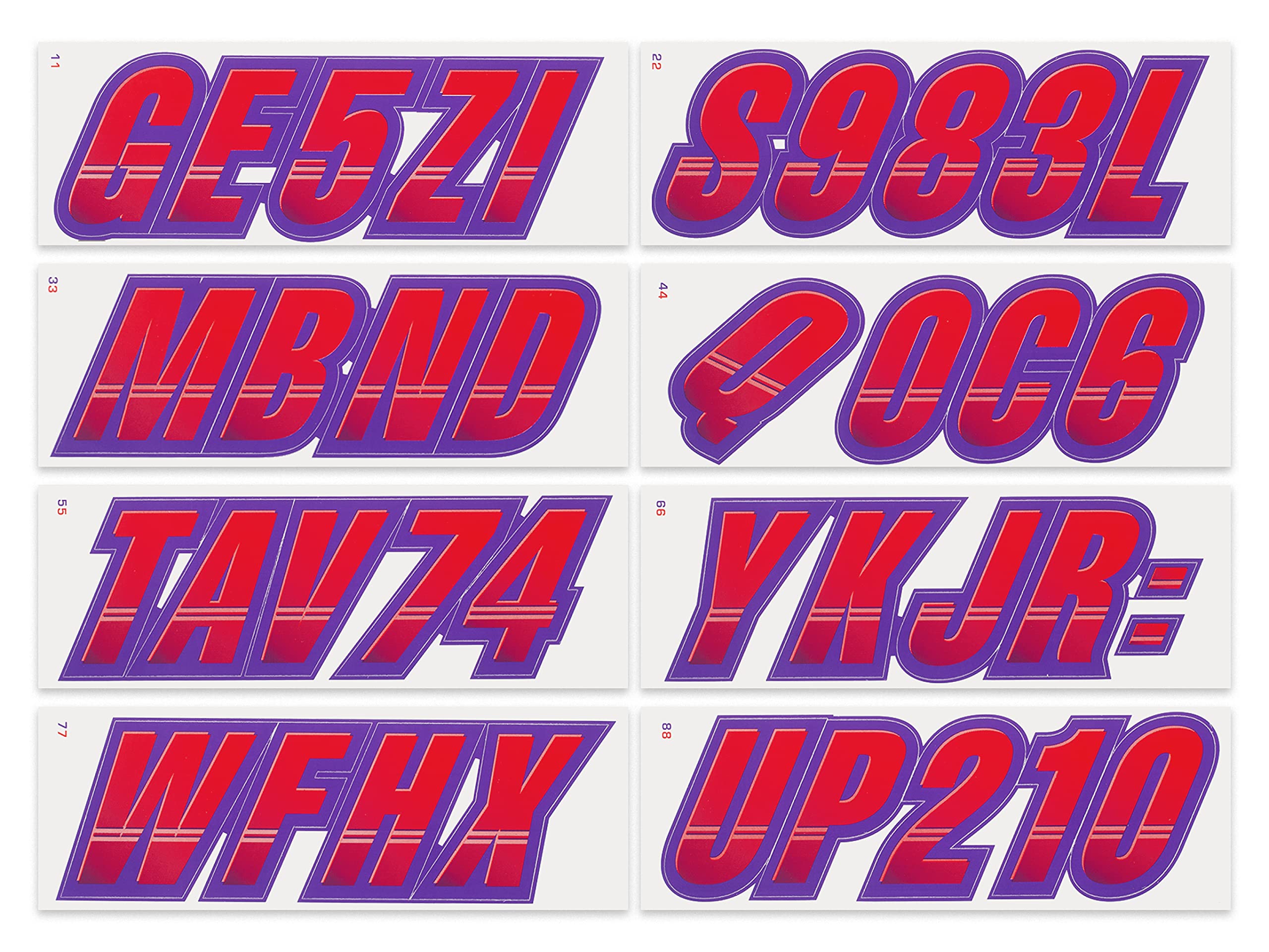 Stiffie Techtron Red/Purple 3 '' Boat & Pwc Registration Decals  Numbers Letters Stickers