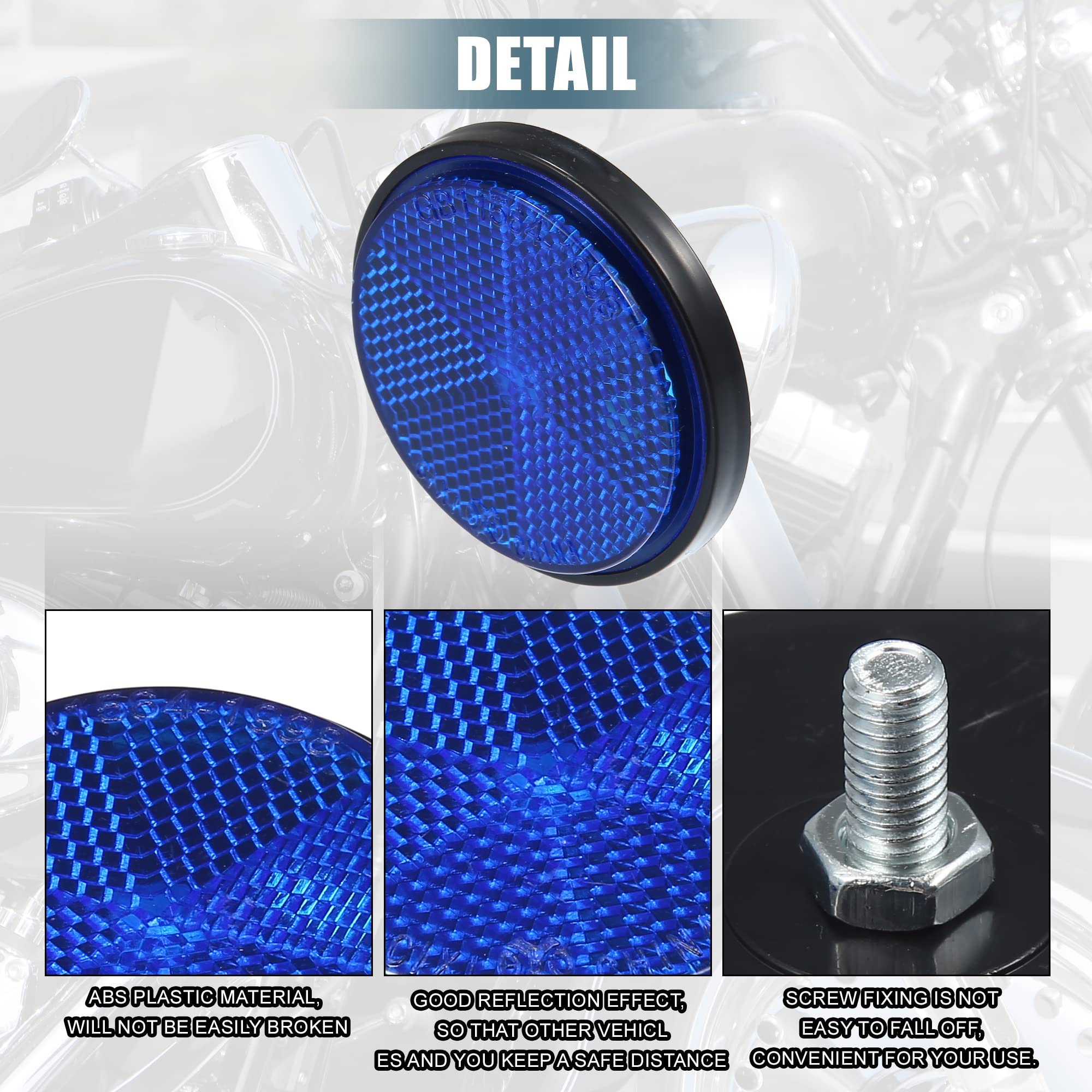 X AUTOHAUX Universal Round Reflectors for Motorcycle, Trailer, and Bike - Blue - 0.87"x2.32" - Durable Plastic