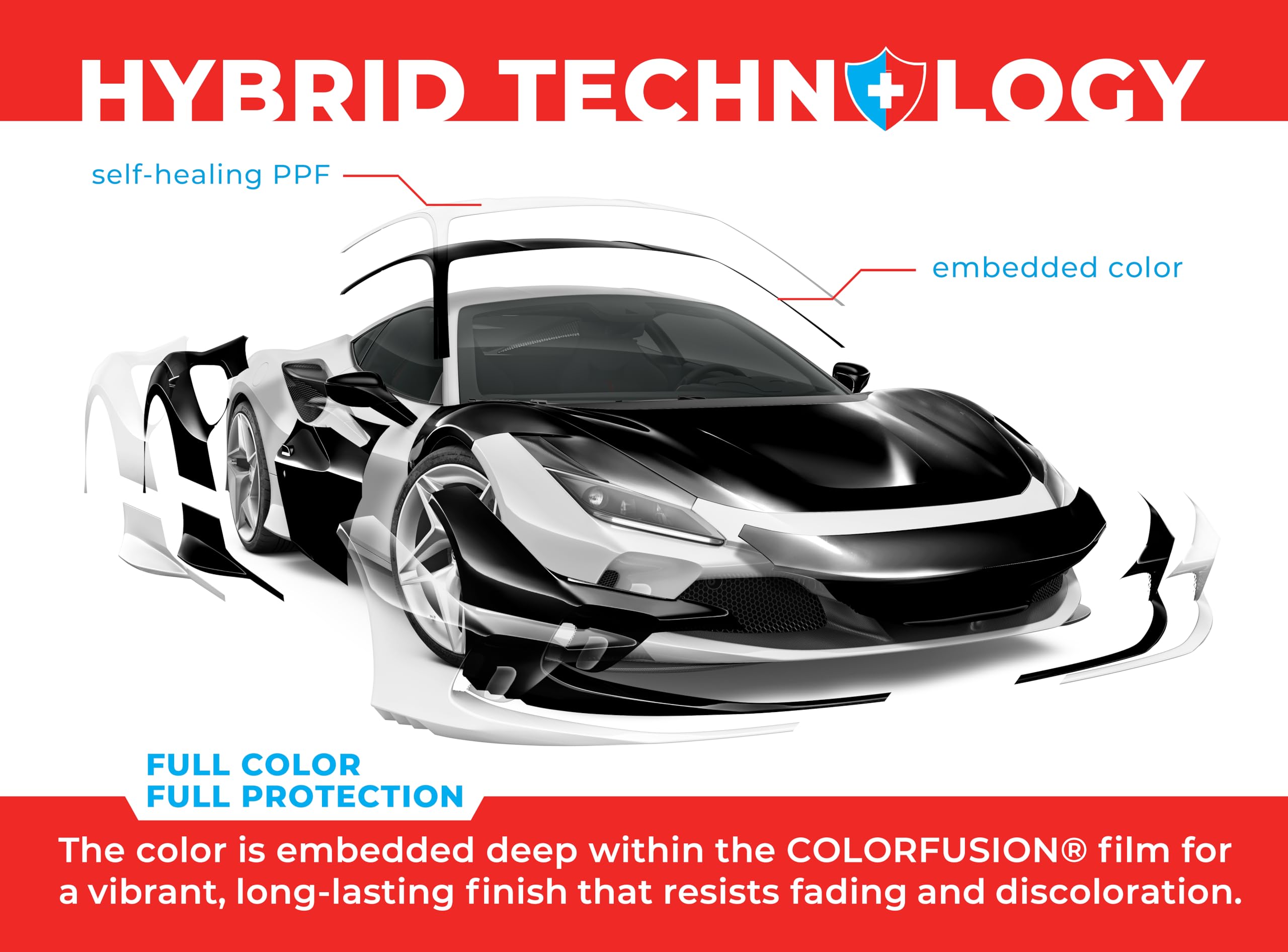 Colorfusion Ppf By Vvivid, Gloss Piano Black Dry Apply Ppf Vinyl Car Wrap Roll 6Ft X 5Ft