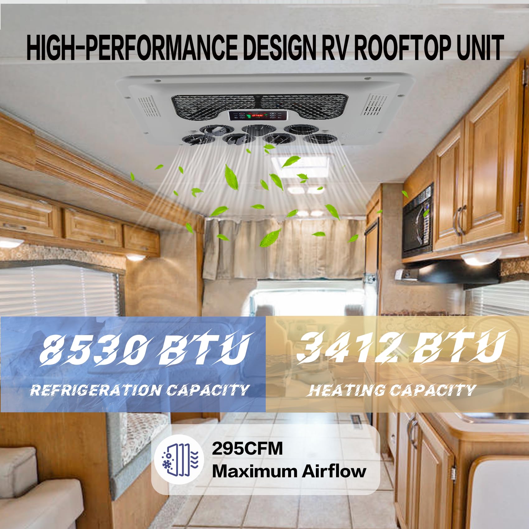 24V RV Air Conditioner 8530 BTU Non-Ducted, 45dB 2-in-1 RV Rooftop Air Conditioner for Heater and Cooling, Easy-to-install 24V R