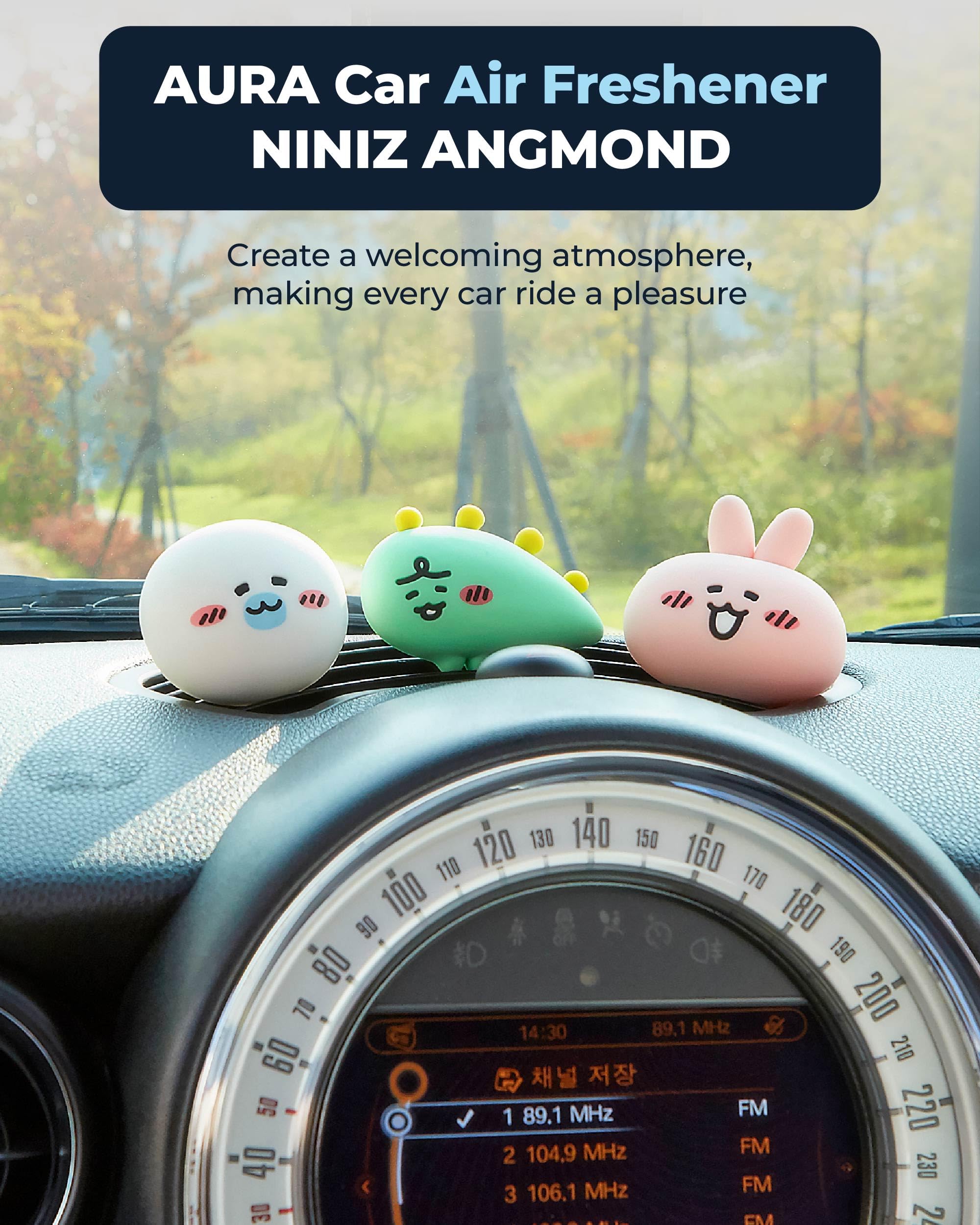 Aura Car Air Freshener Vent Clip, Niniz Angmond (Holiday Fantasy, 0.14Fl Oz) - Long-Lasting Odor-Fighting Scent. Kakao Friends F