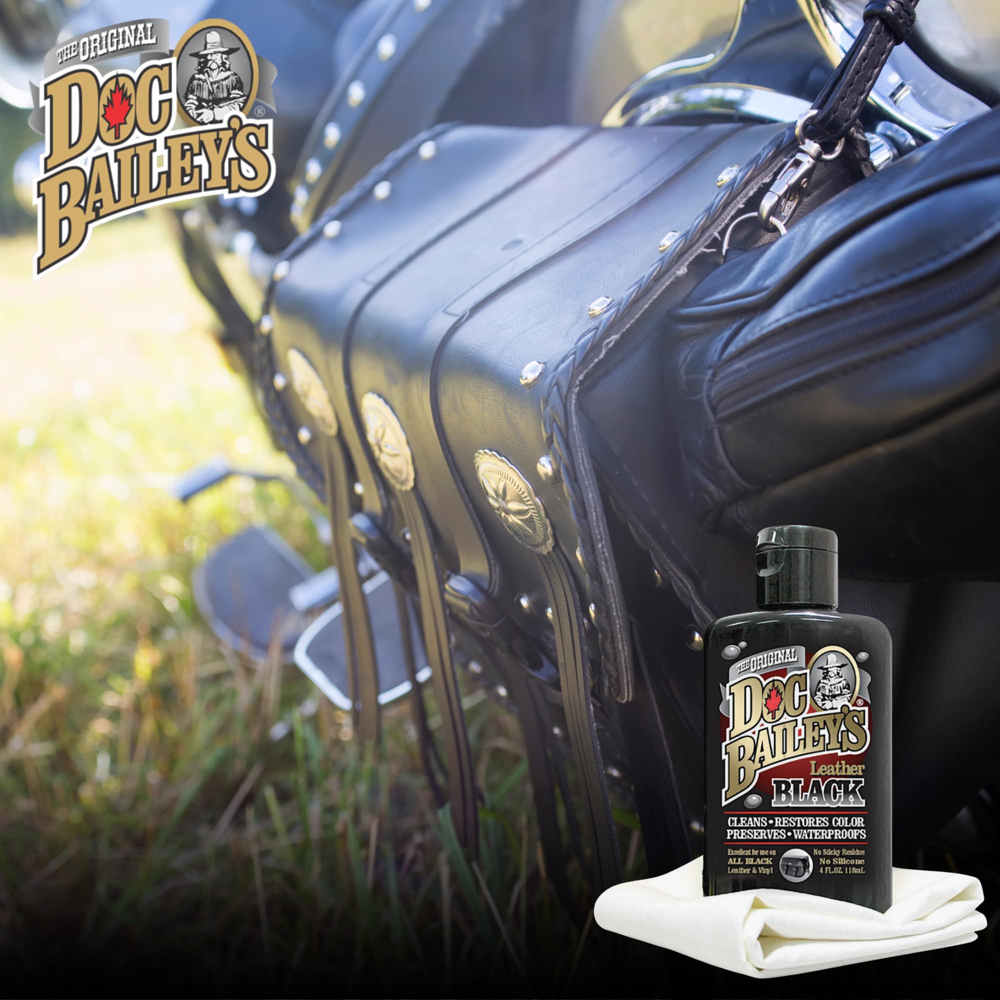 Doc Baileys Black Leather Detail Kit- Complete One-Step Formula To Clean, Condition, And Redye, And Protect Dozens Of Items- Ideal For Motorcycle Bike And Car Seats, Jackets, Boots, Vinyl And More