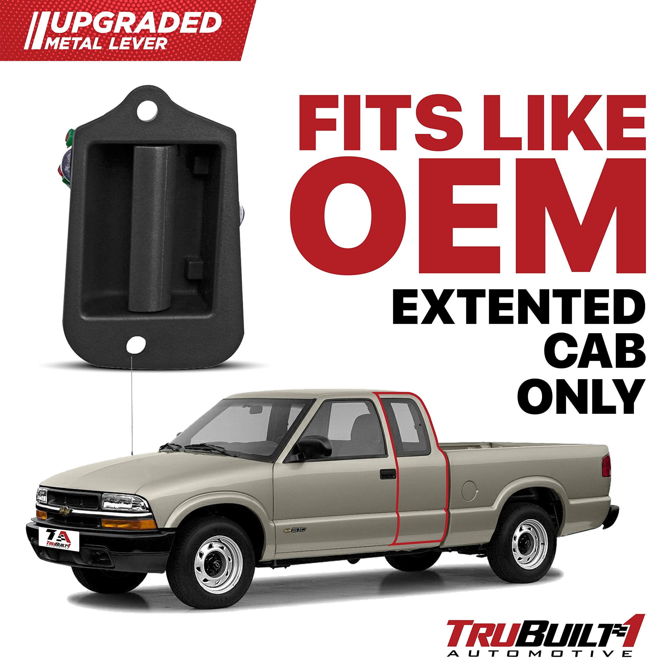 Trubuilt1 Automotive Interior Third Door Handle | Upgraded Metal | Compatible With Chevy 1996-2003 S-10, Rear Left Inside Third