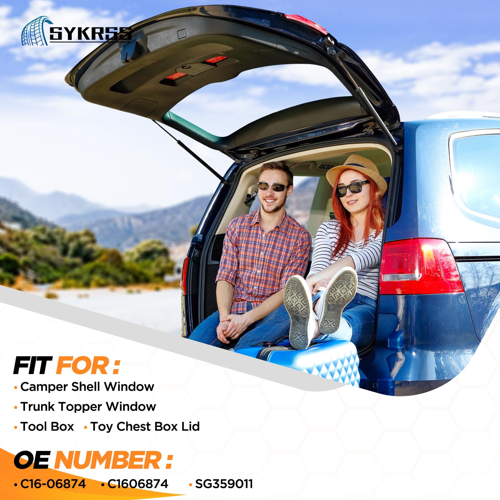 SYKRSS C16-06874 C1606874 17 '' Gas Strut 17 inch 40Lbs/178N Struts Shock Lift Support Gas Spring for Camper Shell Window,Trunk