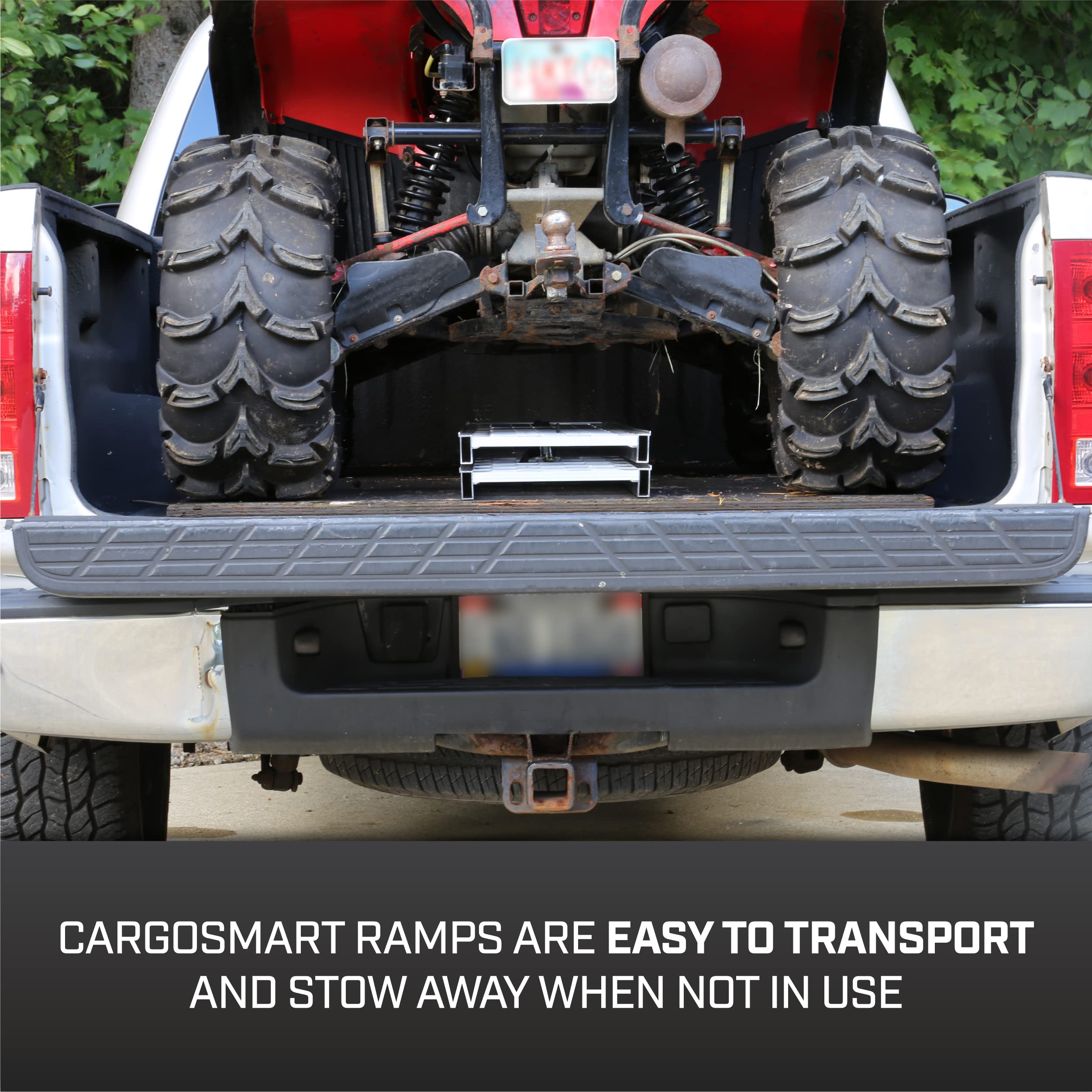 Cargosmart Aluminum Straight Fixed Ramp With Treads (2Pk) - Easily And Safely Load And Unload Light Equipment, Lawn Tractors, At