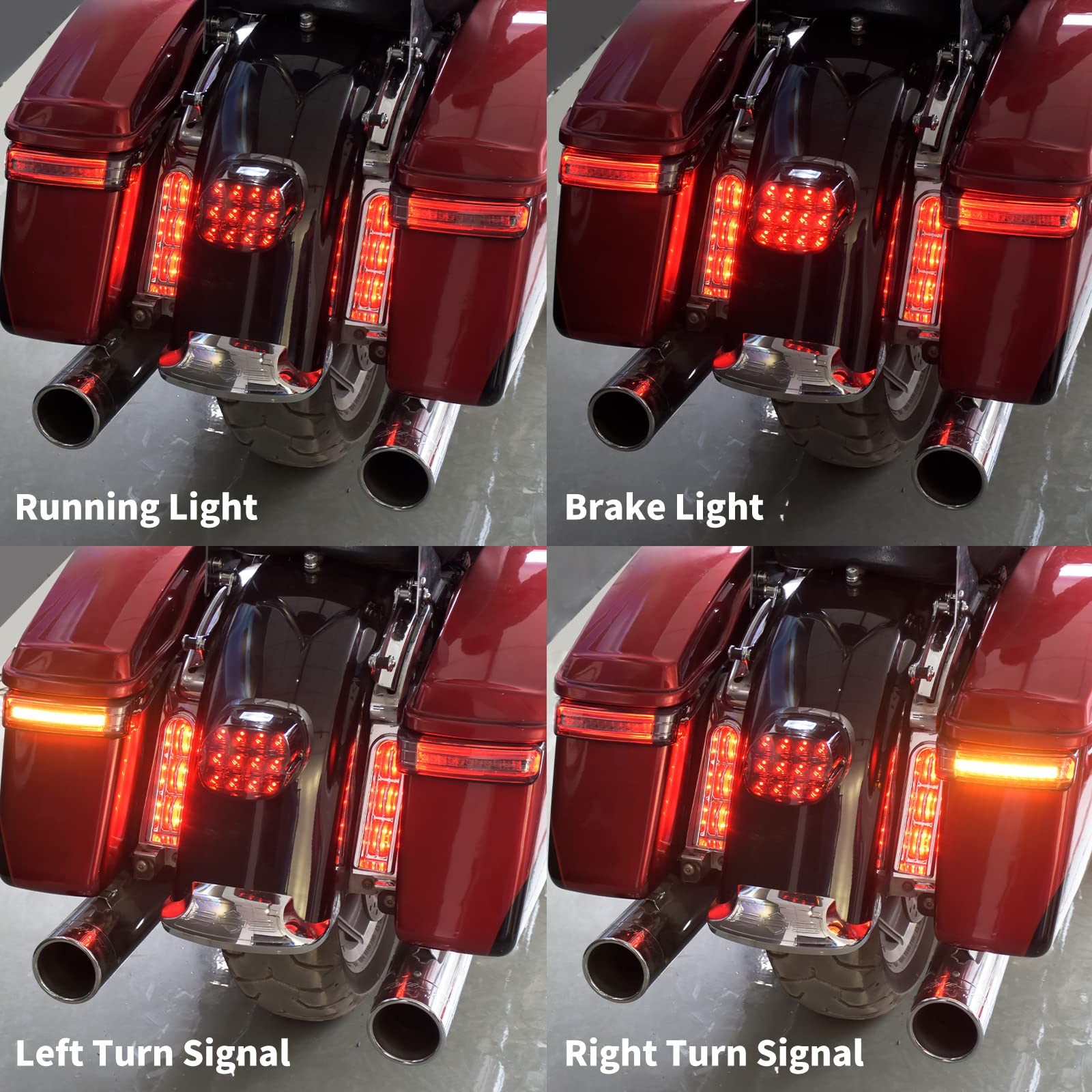 Hdbubalus Motorcycle Saddlebag Tail Lights Run Brake Led Turn Signal Lamp Fit For Harley Touring Street Gilde Road Gilde Road King Electra Glide Ultra Limited 2014-2022 (Black Smoke)