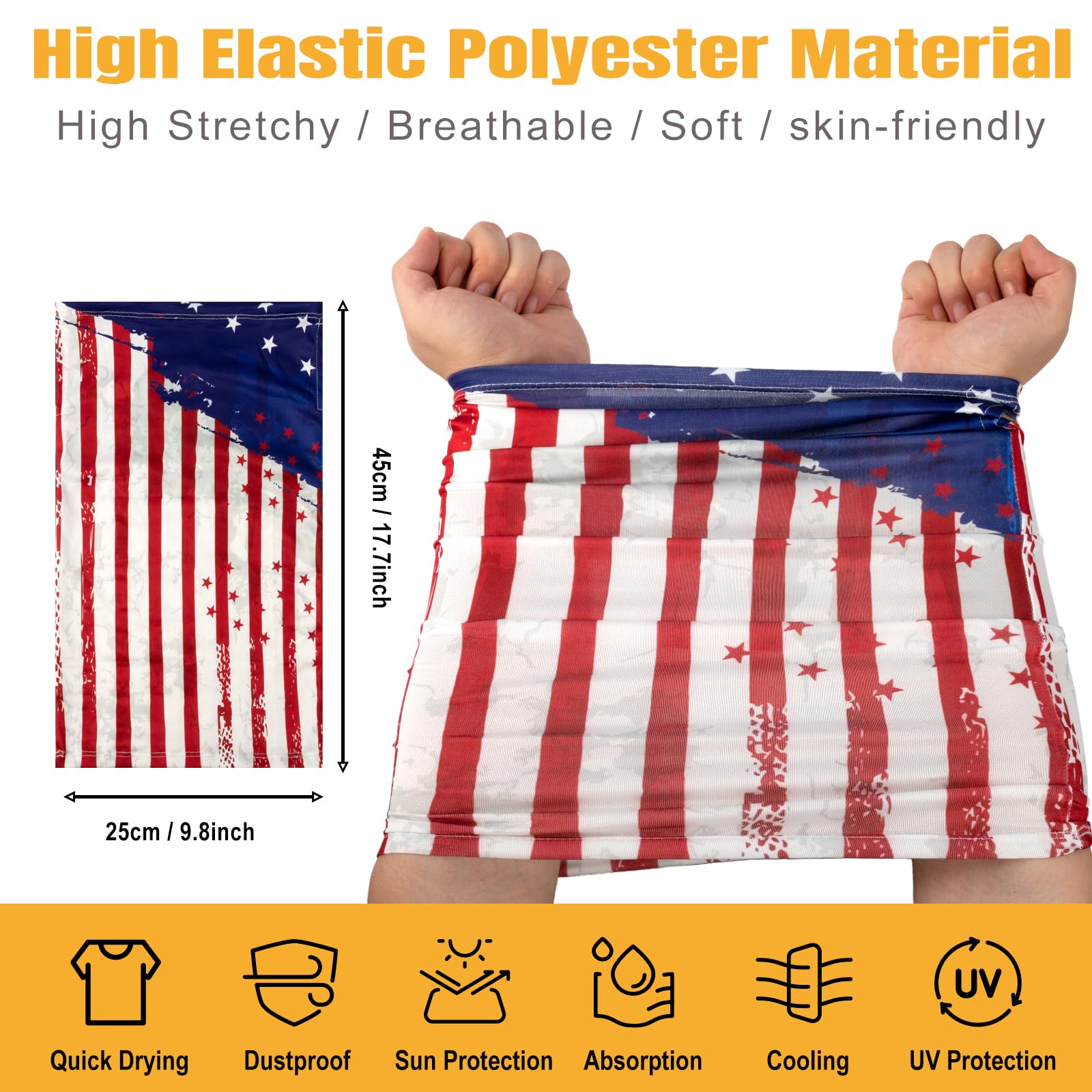 HONGTEYA 6 Pack Neck Gaiter Face Mask: Breathable Windproof Face Cover Balaclava High Elastic Earloop Bandana for Men Women