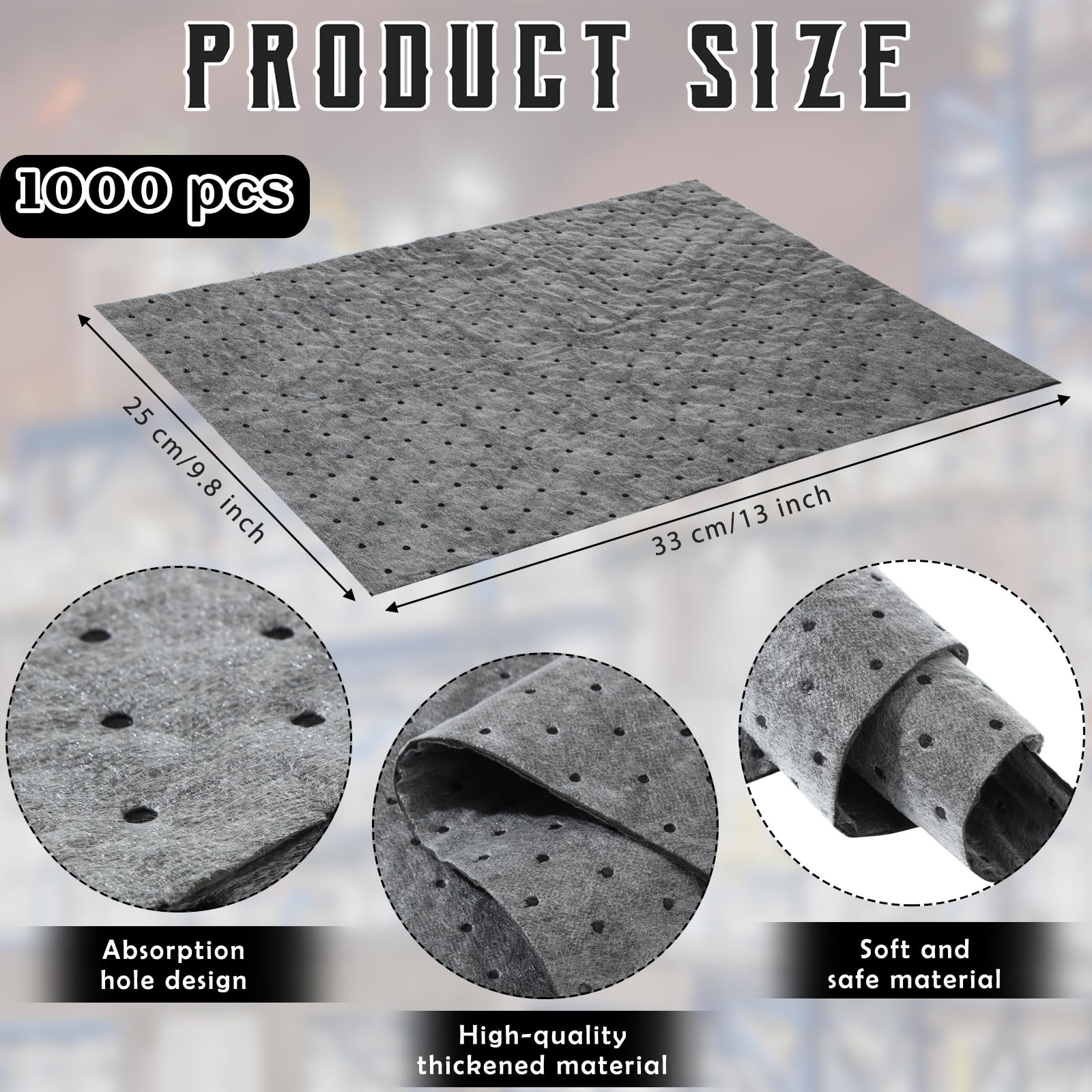 Hoolerry 500 Pcs Oil Absorbent Pads Weight Dimpled Pad Garage Accessories Water Absorbent Mat Oil Spill Mat for Absorbing Protec