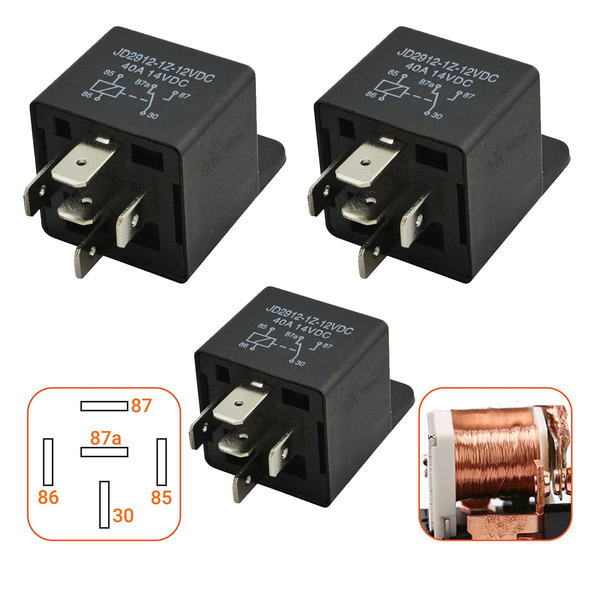 3 Packs 00432101 5-Pin 12V 40A Multi-Purpose Relay Heavy Duty Relay by MQparts - Replaces 109748 430-300 00432100 109748X - Comp
