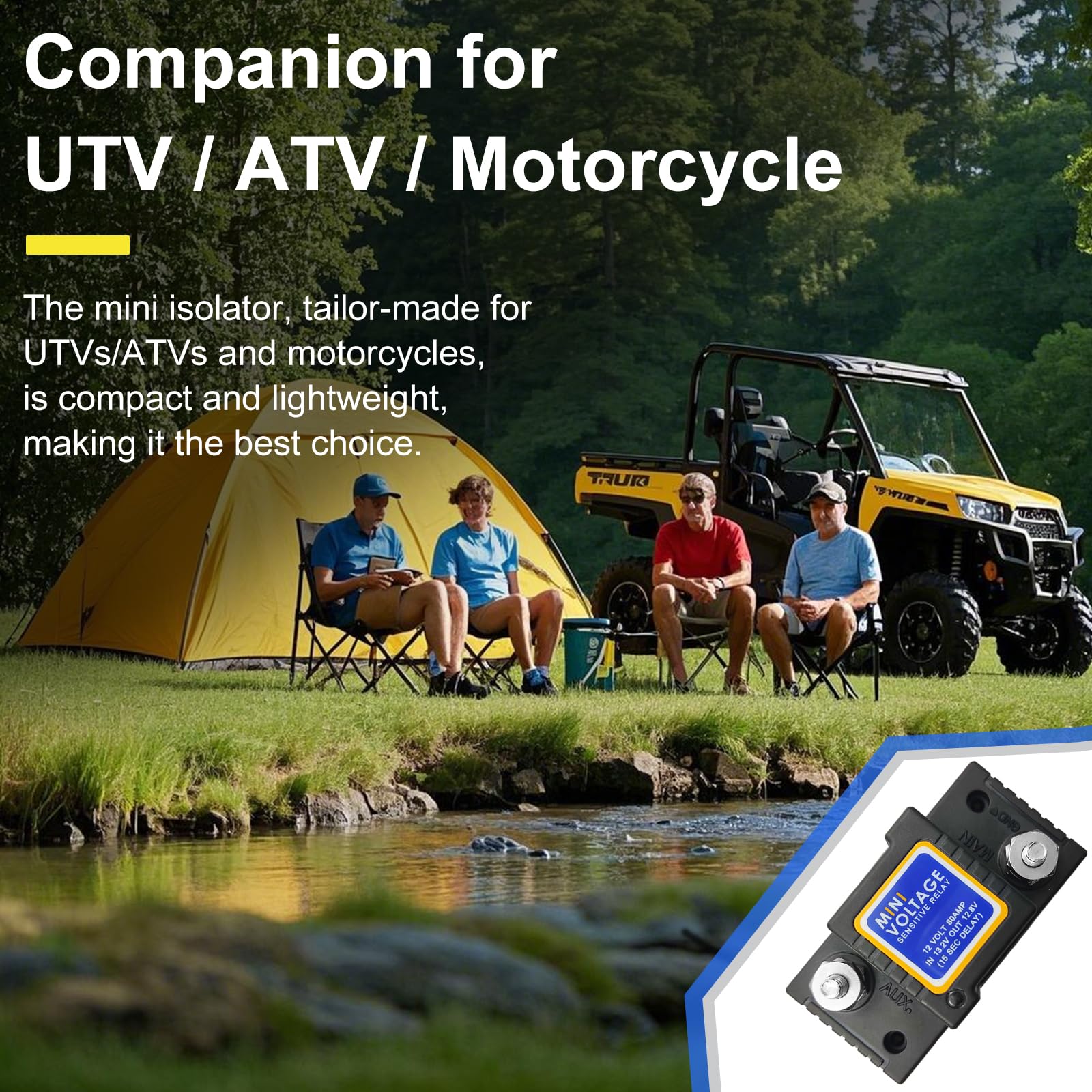 Uckasayfy 6M Dual Smart Battery Isolator Kit 12V 80Amp Voltage Sensing Relay(Vsr) Compatible With Utv Atv Marine Rv Motorcycle,