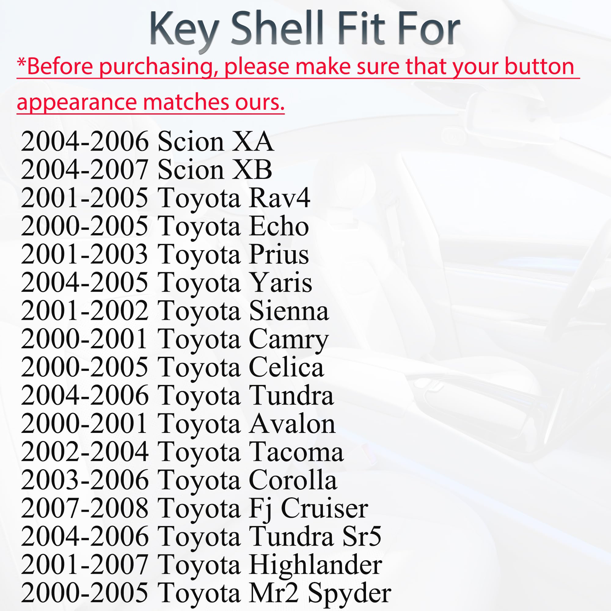 SUPALAND Key Fob Shell Case Replacement Fits for Toyota Tacoma Tundra RAV4 Highlander 4Runner Corolla Scion XA XB 2000 2001 2002