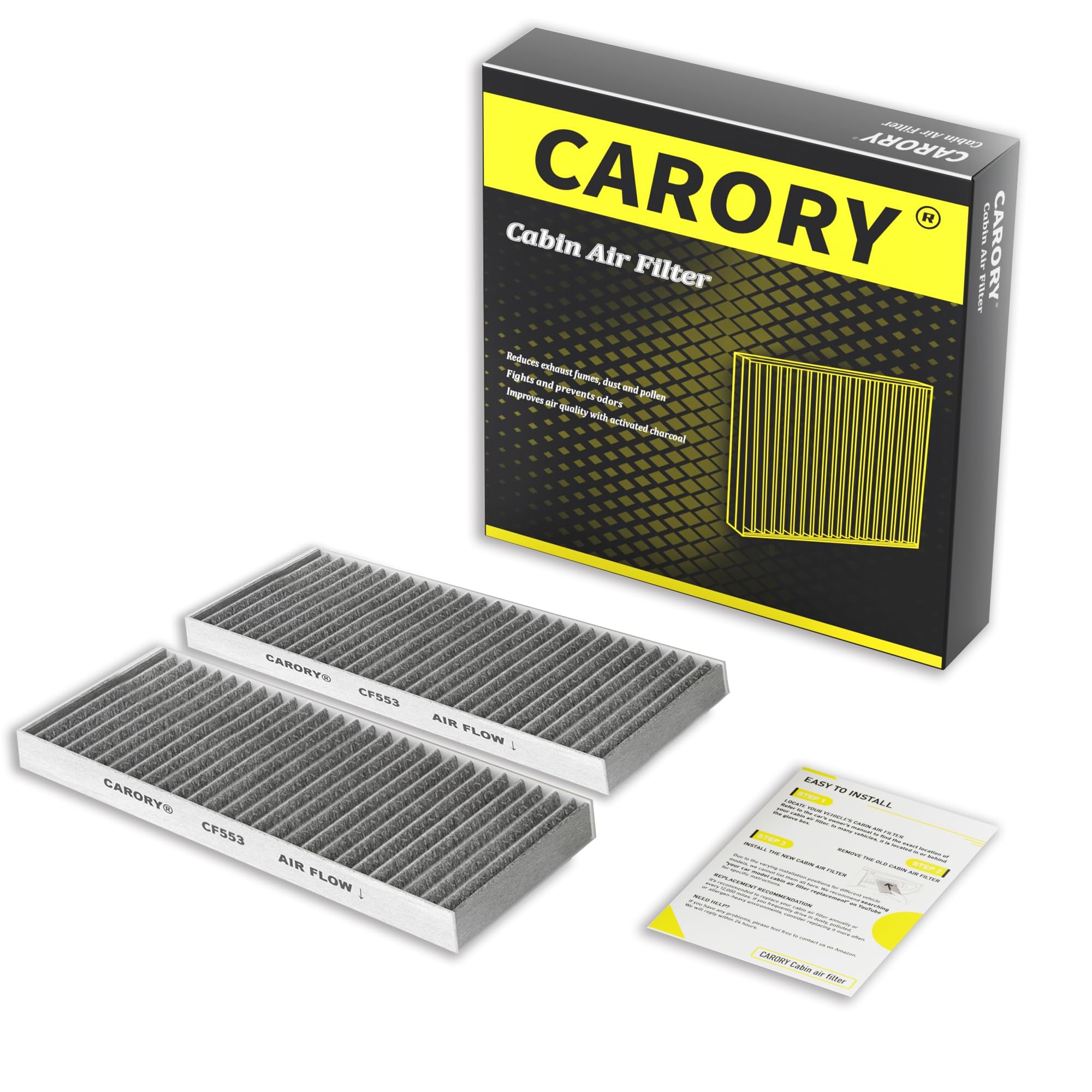 CARORY Cabin Air Filter w/Activated Carbon for Nissan Frontier 02-21, NP300 14-15, NV1500/2500/3500 12-15, Pathfinder 05-12, Pic