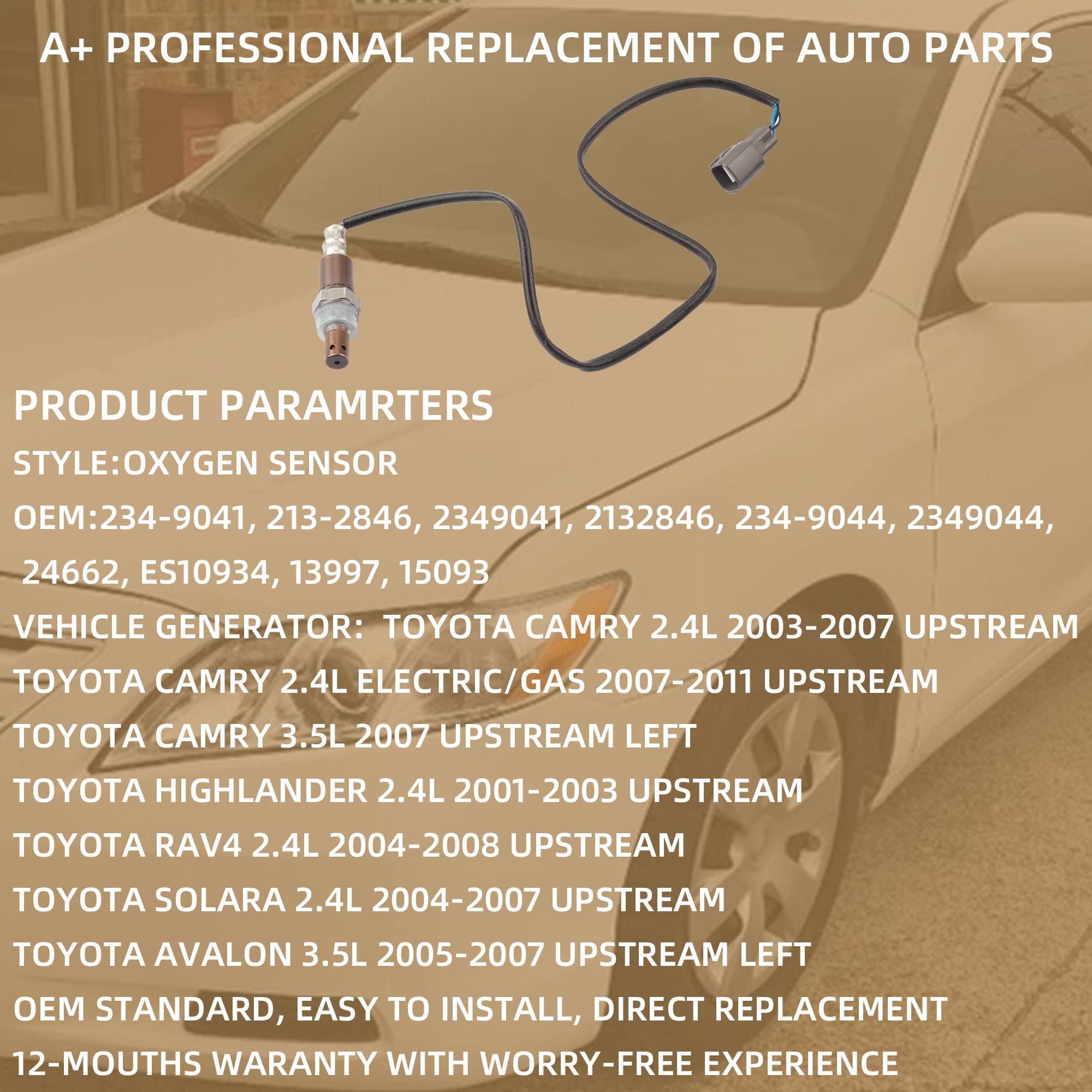 Dasbecan 234-9041 Oxygen Sensor Upstream Compatible with Lexus ES350 RX350 Toyota Camry Highlander Rav4 Solara Avalon Scion TC X