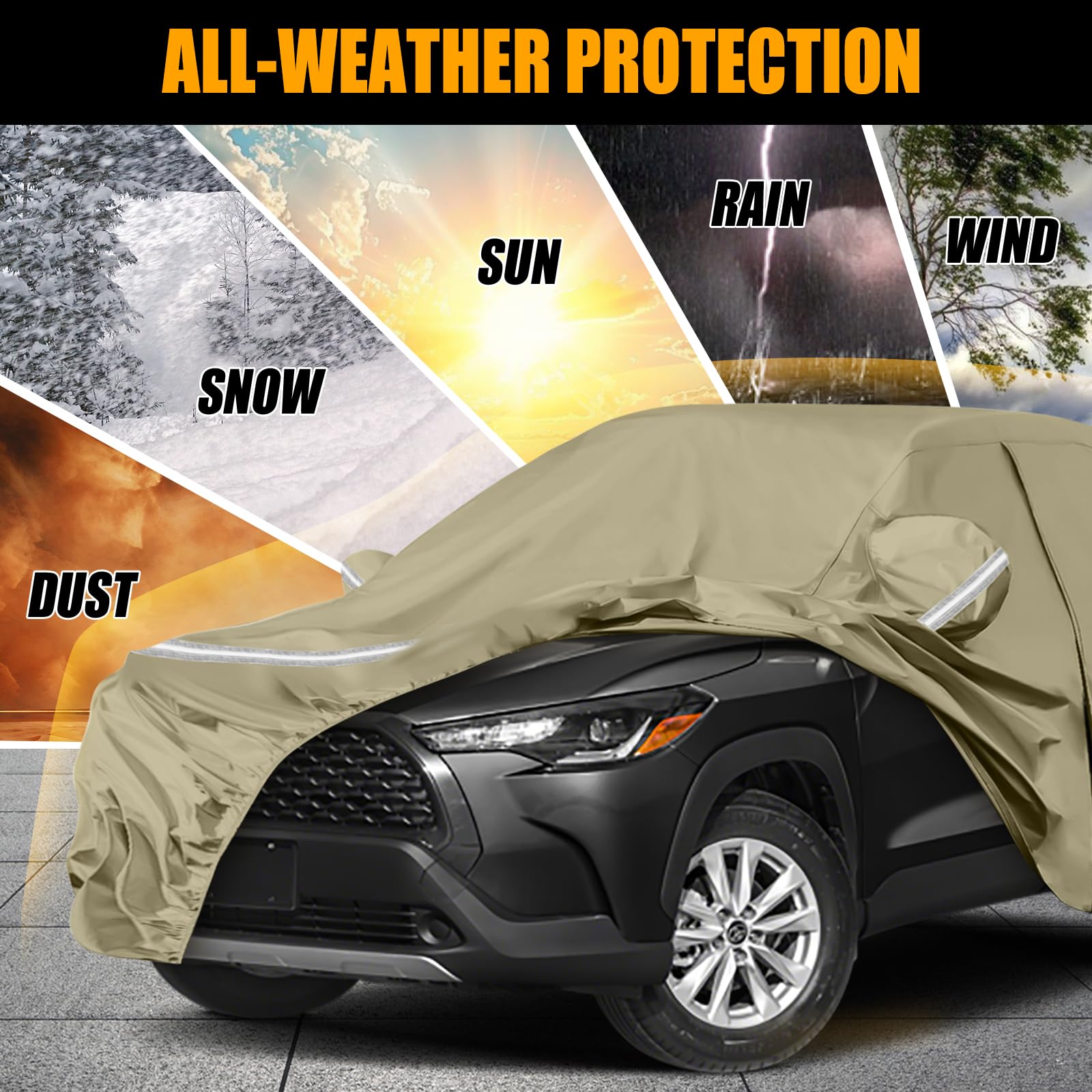 Waterproof Car Covers Replace for 2019-2025 Toyota Corolla Cross, Multilayer Heavy Duty with Cotton Liner All Weather Car Cover