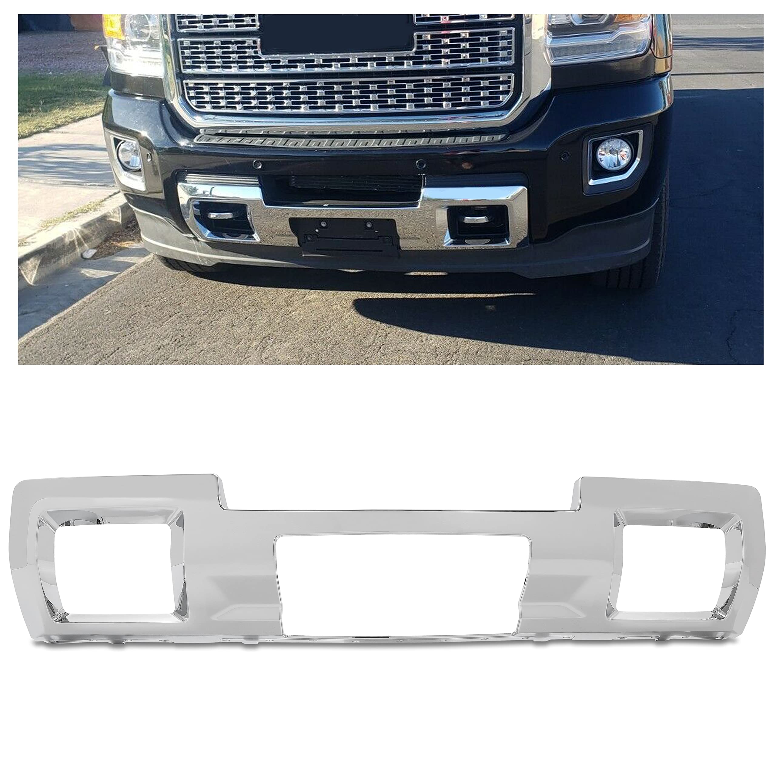 KUAFU Silvery Front Bumper Skid Plate Panel Compatible with 2015-2019 GMC Sierra 2500/3500 HD 4 Door Replace for Part Number 231