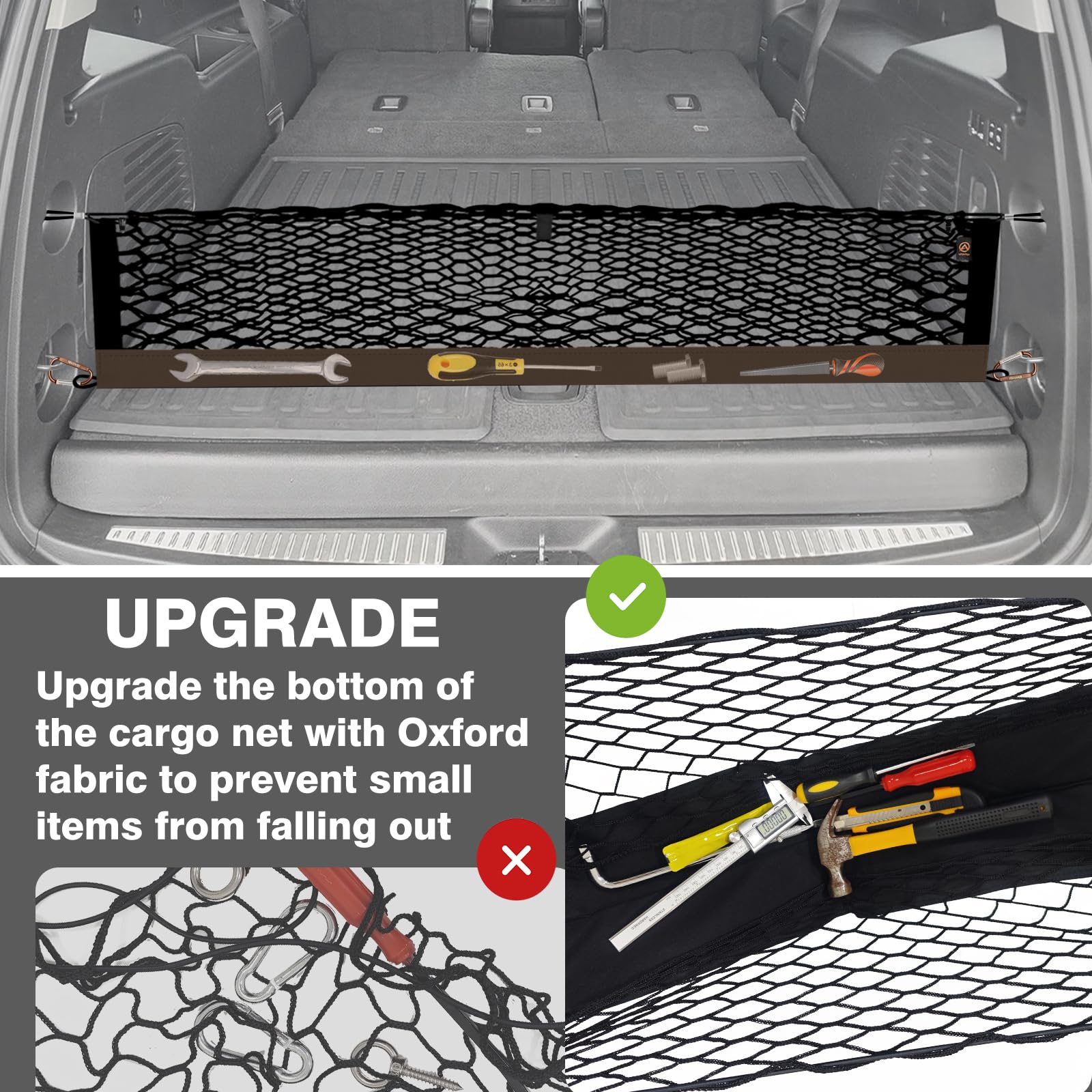 Muslogy Envelope Style Trunk Cargo Net Compatible With 2015-2020 Chevy Tahoe, Gmc Yukon, Cadillac Escalade Accessories Upgraded