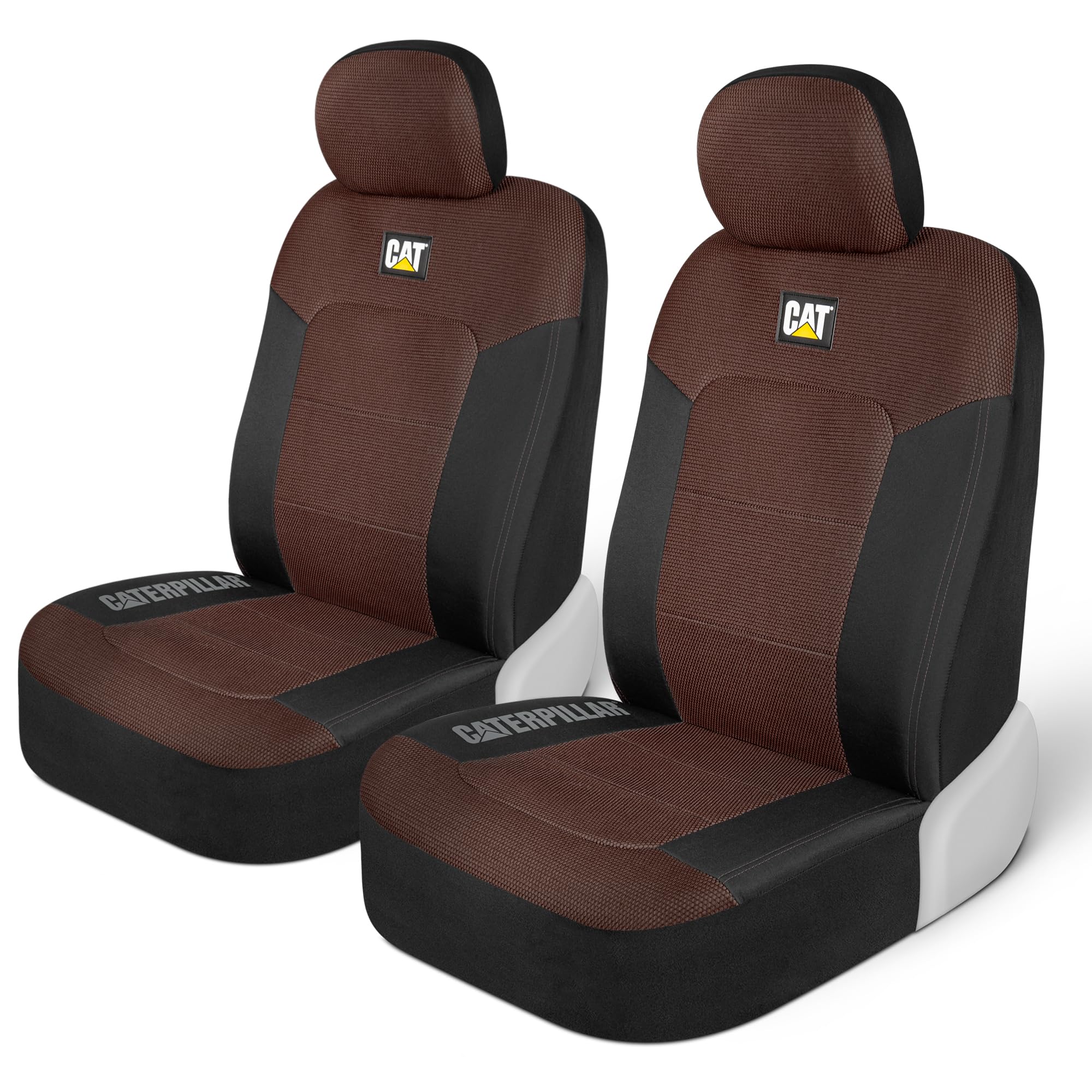 CAT Brown & Black Seat Covers for Cars, Trucks, & SUV - Set of (2) MeshFlex Car Seat Cover Front Seat Protectors - Airbag Compat