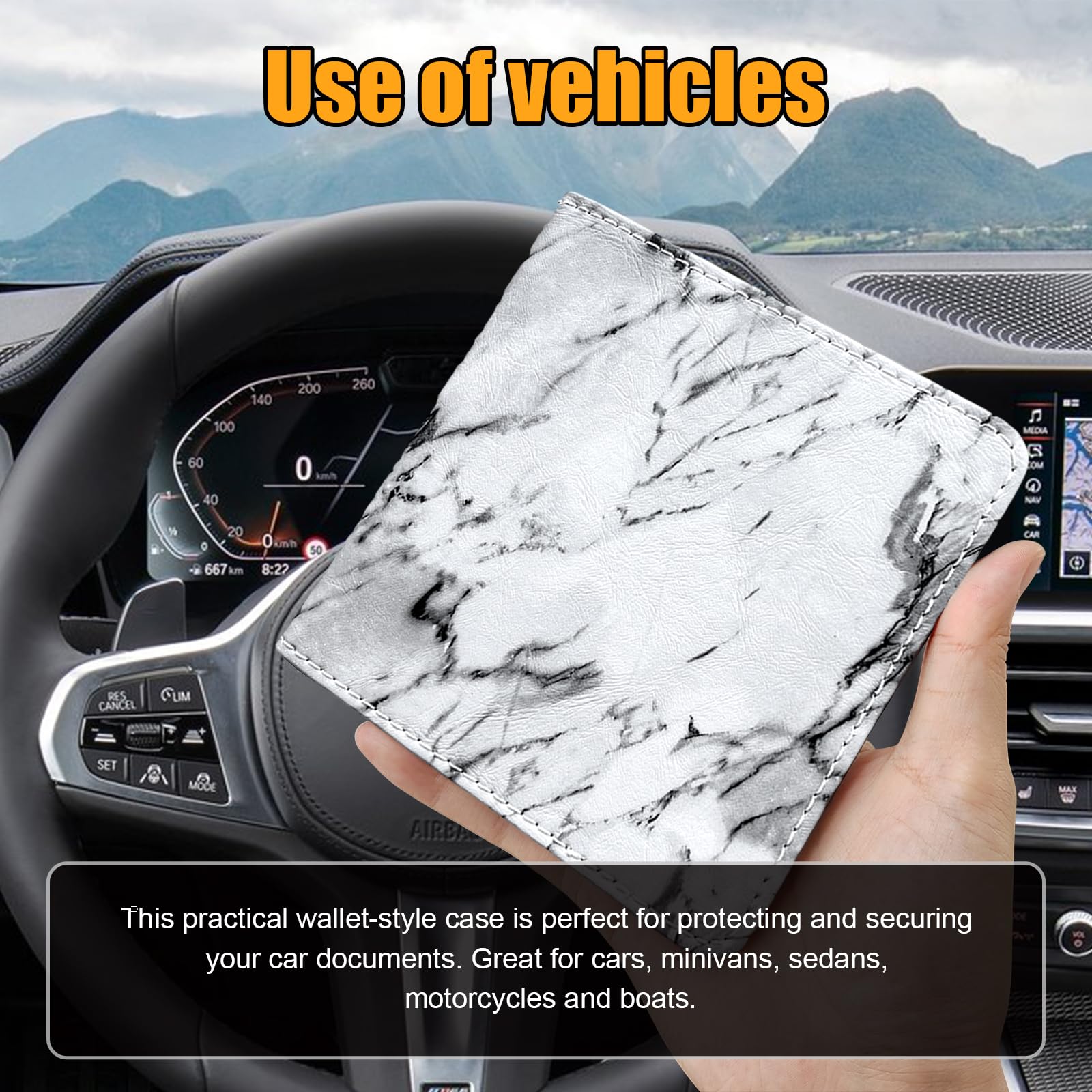 Kewucn Car Registration And Insurance Holder, Leather Auto Glove Box Organizer With Magnetic Shut, Driver License & Essential Do