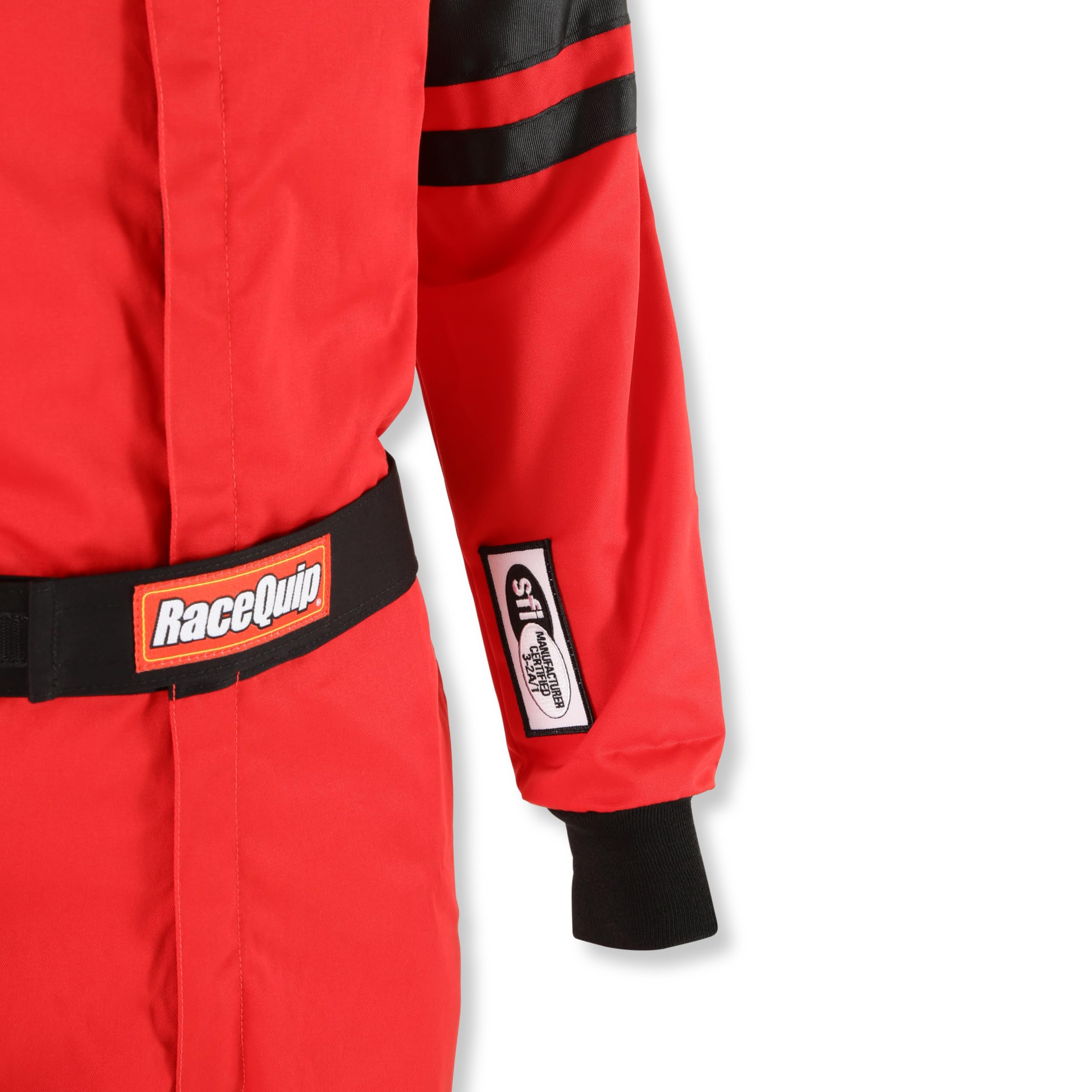 Racequip 110016Rqp 110 Series 1-Pc Driving Suit Sfi 3.2A/1 Red/Black Stripe Xl