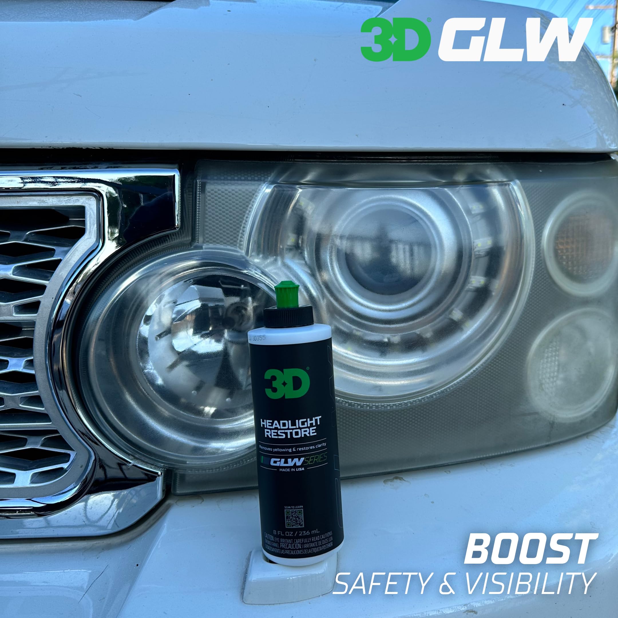 3D Headlight Restore Glw Series | Restores & Polishes Headlights | Removes Dullness, Yellowing And Oxidation | Crystal Clear Opt