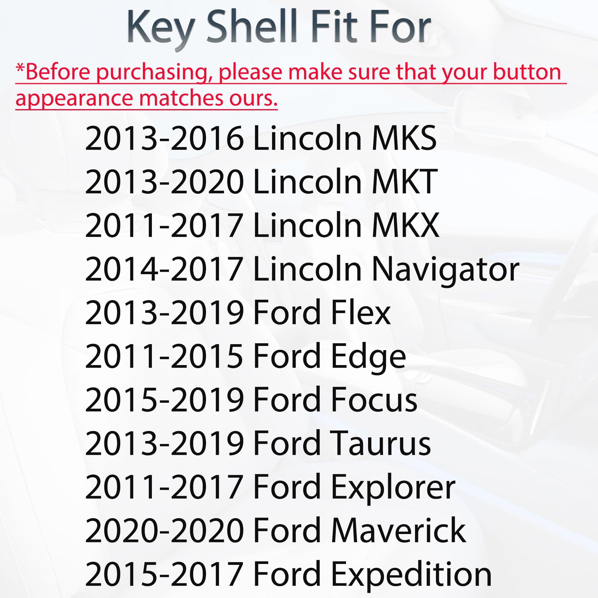Supaland Key Fob Shell Case Replacement Fits For Ford Edge Explorer Focus Taurus Flex Expedition Lincoln Mks Mkt Mkx Navigator 2