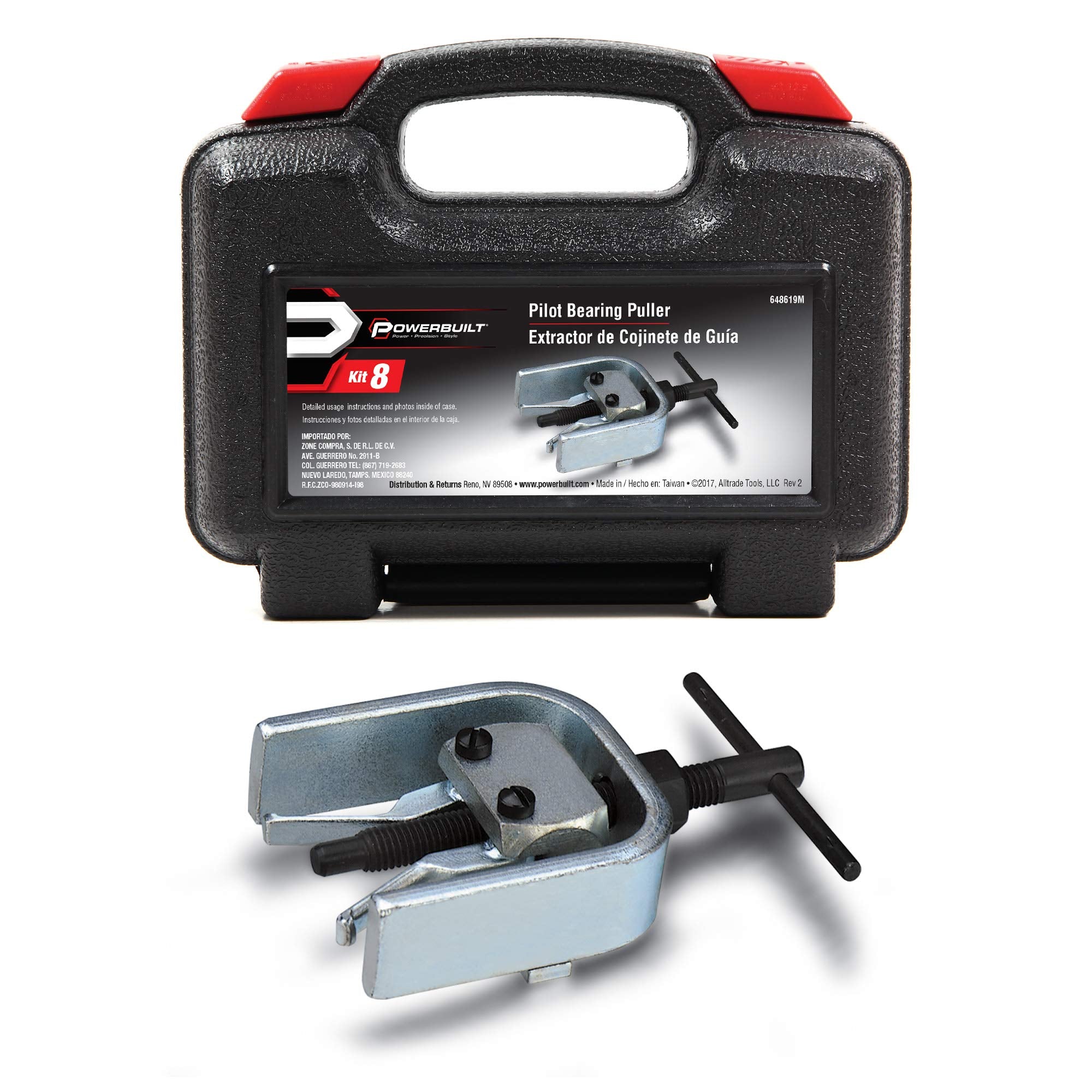 Powerbuilt Pilot Bearing Puller, Remove Bearings and Bushings, Foreign and Domestic Car Repair, Storage Case - 648619, Silver