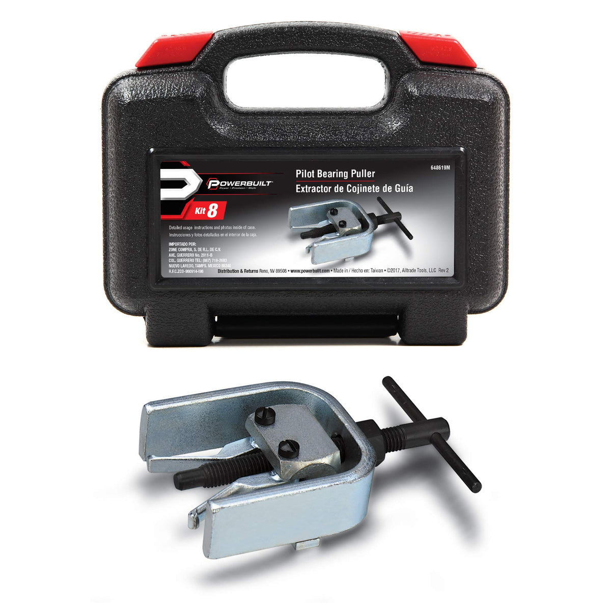 Powerbuilt Pilot Bearing Puller, Remove Bearings And Bushings, Foreign And Domestic Car Repair, Storage Case - 648619, Silver