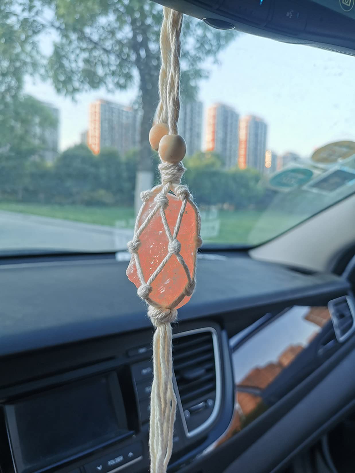 Handmade Himalayan Salt Car Rearview Mirror Pendant Car Decoration Hanging Ornaments For You