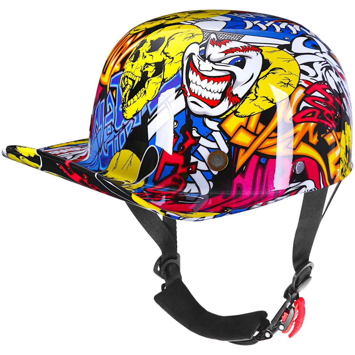 Yesmotor Baseball Style Cap Retro Motorcycle Helmet Unisex-Adult - DOT Approved (Painting, M)