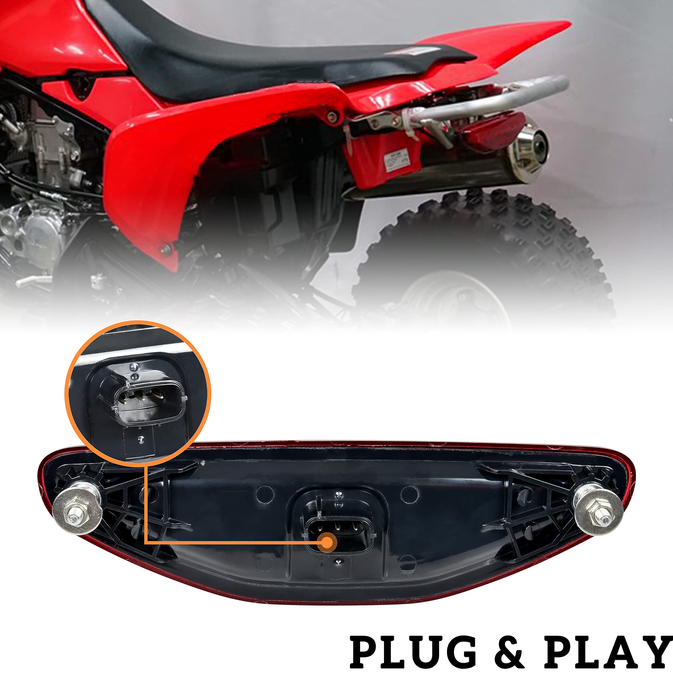 Sautvs Atv Red Led Tail Light Assembly For Honda Trx 450R, Rear Brake Stop Light Tail Lamp For Honda Trx 450 R Er 2006-2014 Acce