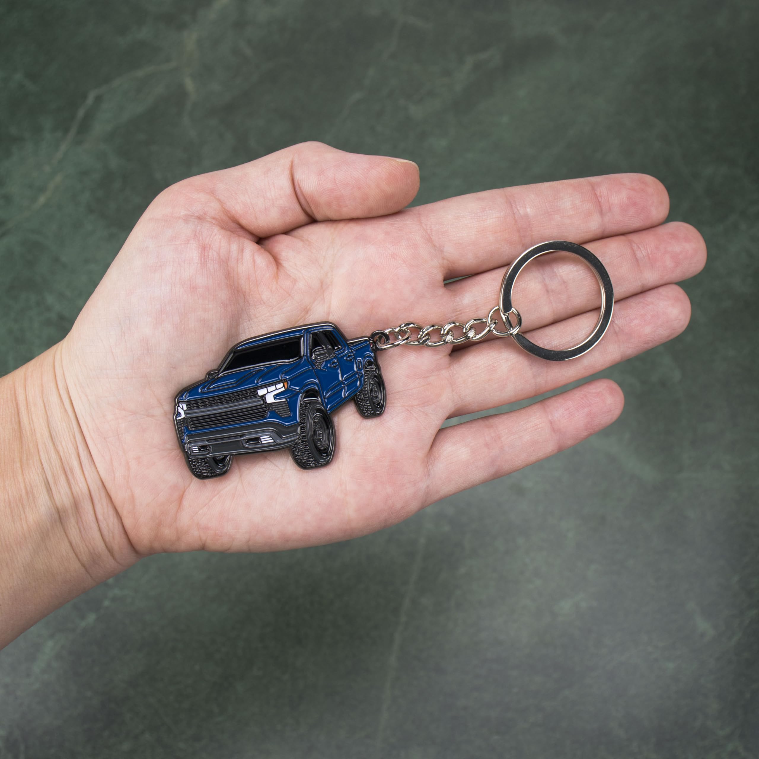 Four Wheel Beast Chevy Keychain Compatible With Chevy Silverado 1500 Accessories - Toy Truck Gifts Men Key Fob (Northsky Blue)