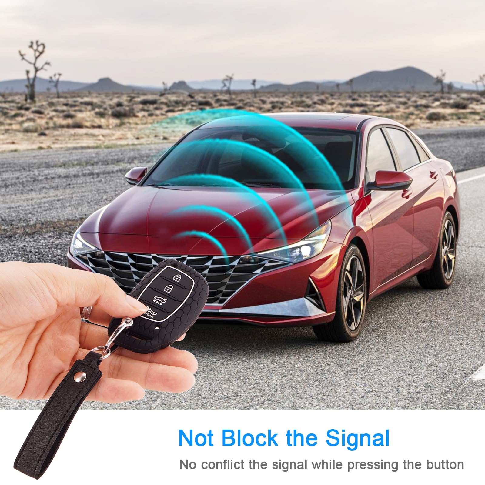 Koaudb For Hyundai Key Fob Cover With Keychain, Silicone Protector Shell Fit Elantra Gt Sonata Tucson Ioniq 4 Buttons Keyless En