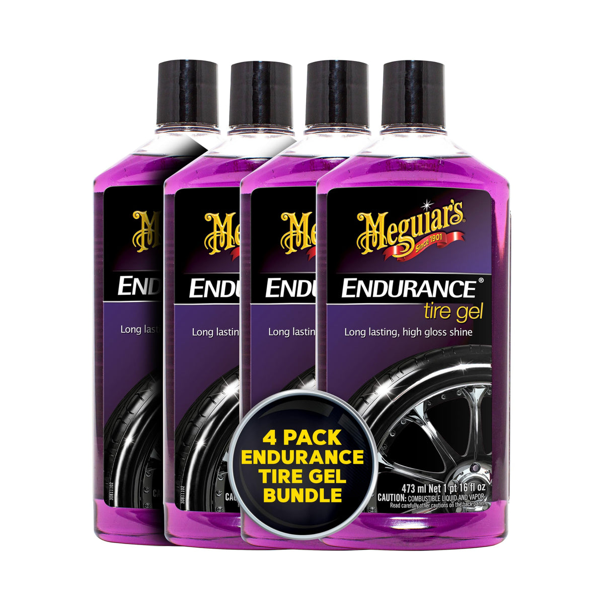 Meguiar 'S G7516 Endurance Tire Gel, Premium Tire Gel For A Lasting Glossy Shine - 16 Oz Bottle (Pack Of 4)