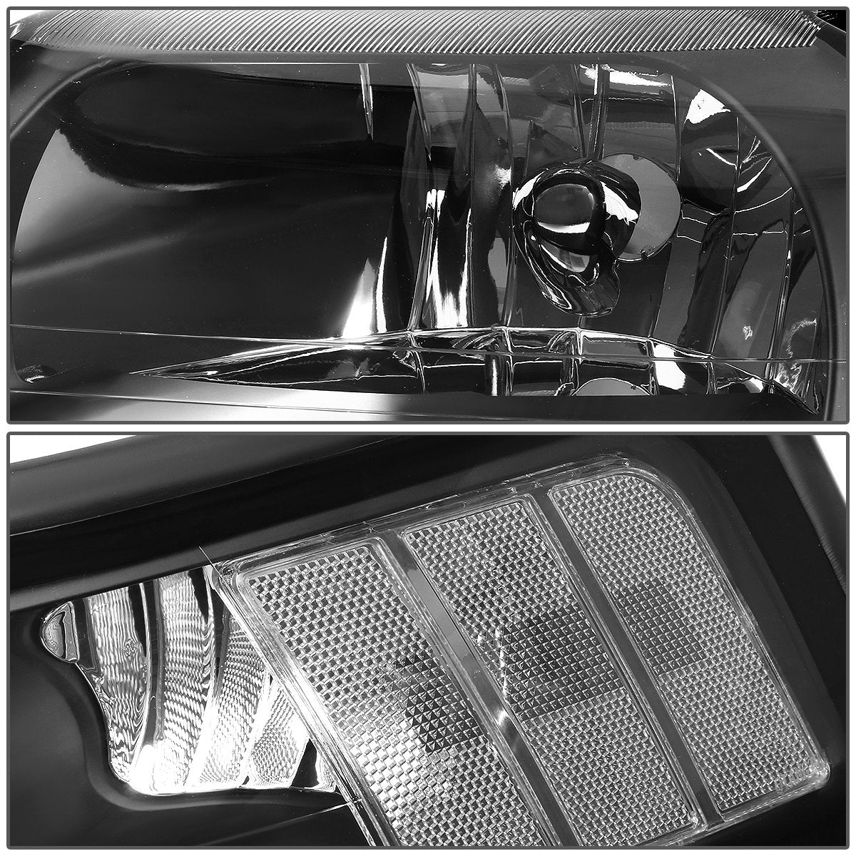 Dna Motoring Hl-Oh-Fm99-Bk-Cl1 Black Housing Headlights Replacement Compatible With 99-04 Ford Mustang