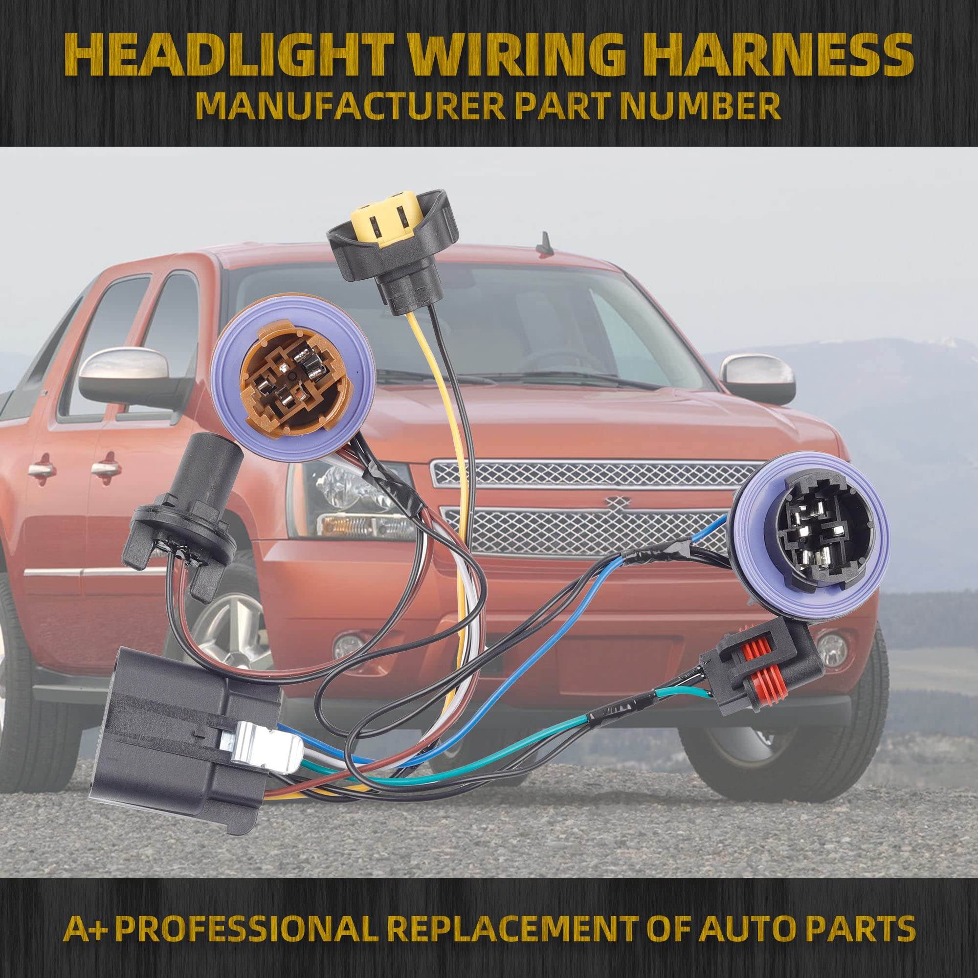 Dasbecan 15950809 Headlight Headlamp Wiring Harness Compatible With Chevy Tahoe Suburban 1500 2500 Avalanche 2007-2014 Gm Suv Re