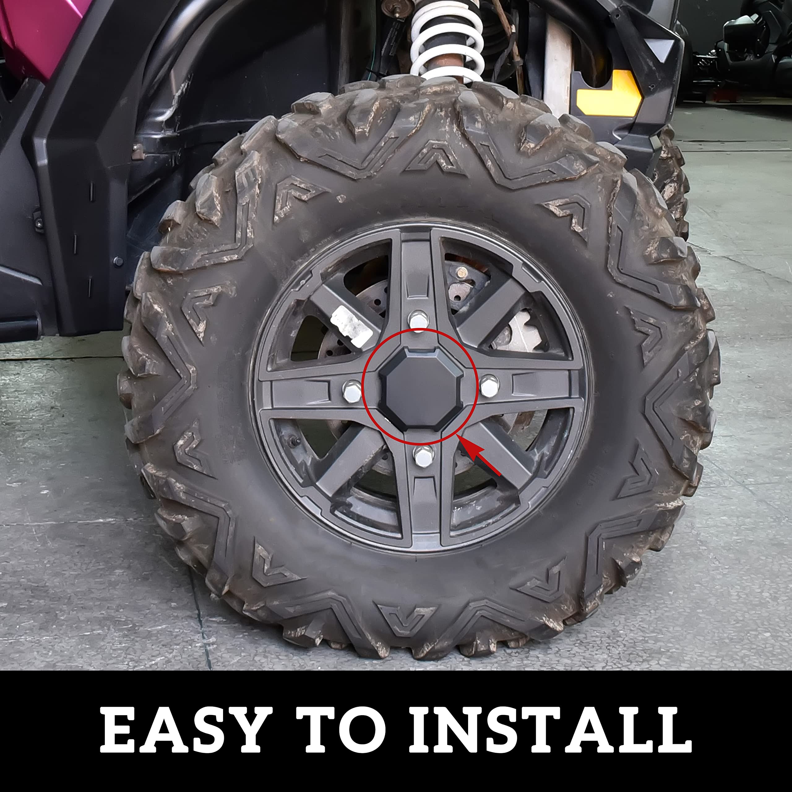 SAUTVS Tire Wheel Hub Caps for Polaris RZR XP, Black Dust Center Hub Cap Covers for Polaris RZR 900 XP 4 1000 Turbo 2014-2019 Ac