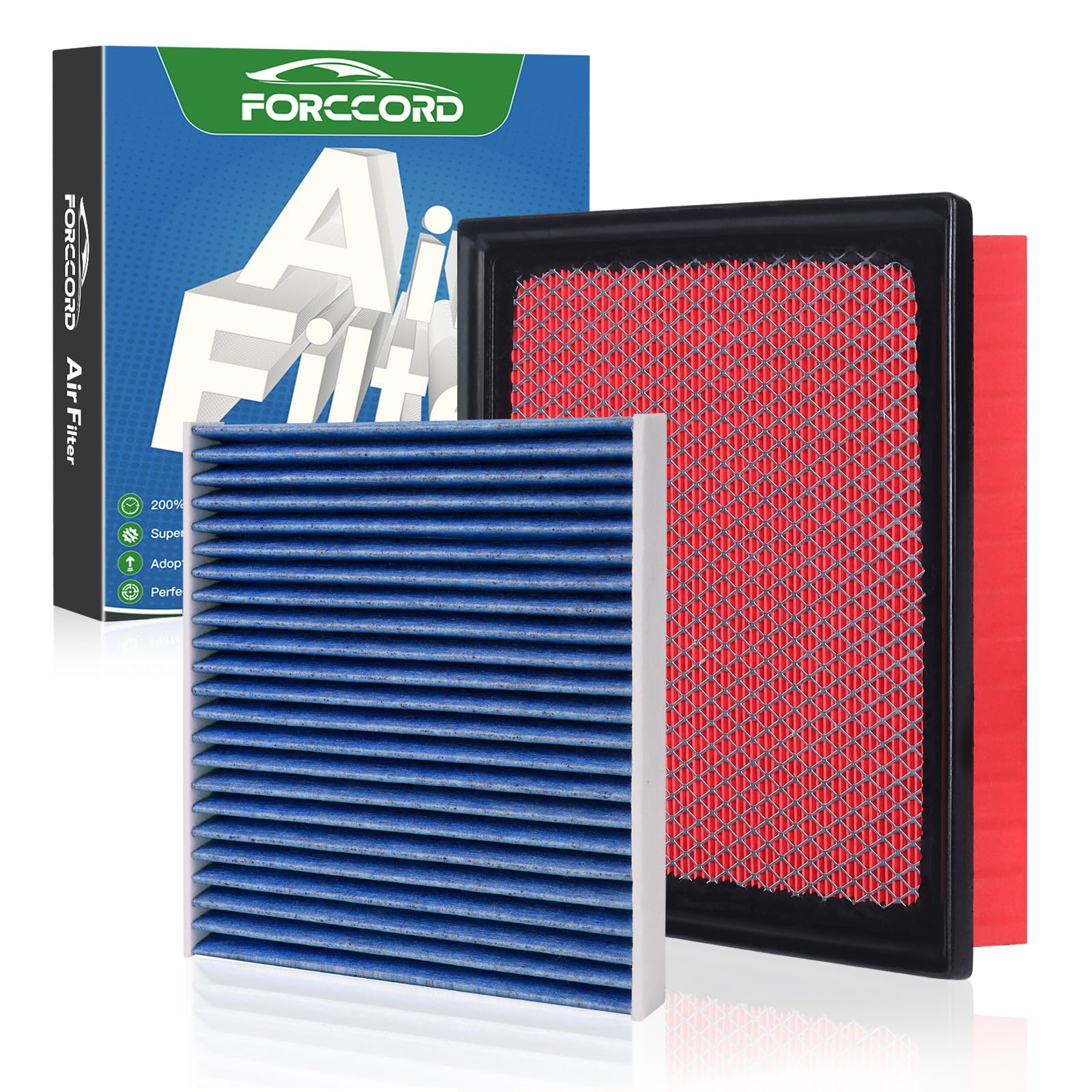 Forccord Cabin & Engine Air Filter Fits for Toyota Tundra 2014-2021 (5.7L 4.6L), Sequoia 2014-2021 (5.7L) Activated Carbon Cabin