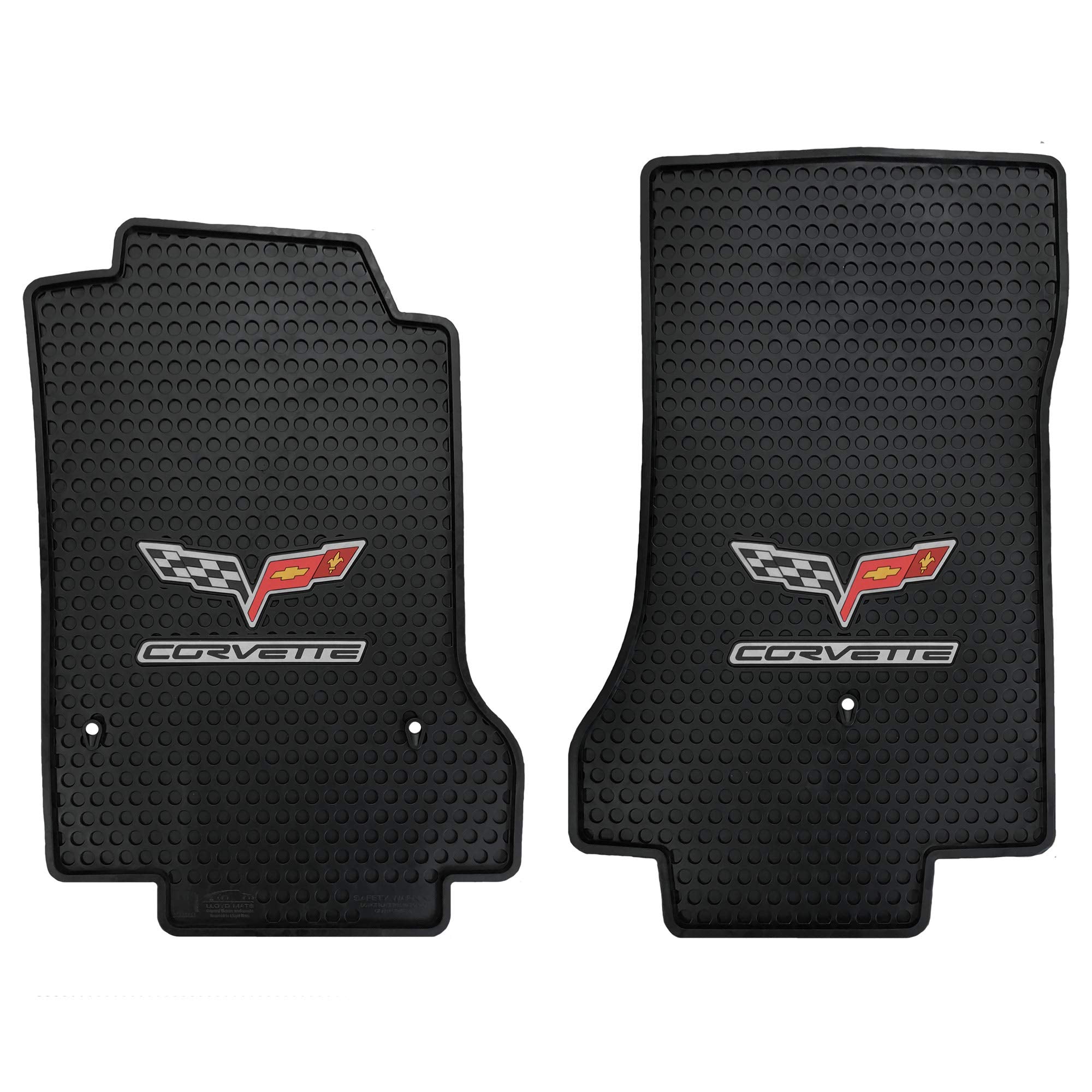 Lloyd Mats Heavy Duty Signature Rubber All Weather Floor Mats For Corvette C6 2007.5-2013 (Hook Fastener) (2Pc - Fronts, Black)