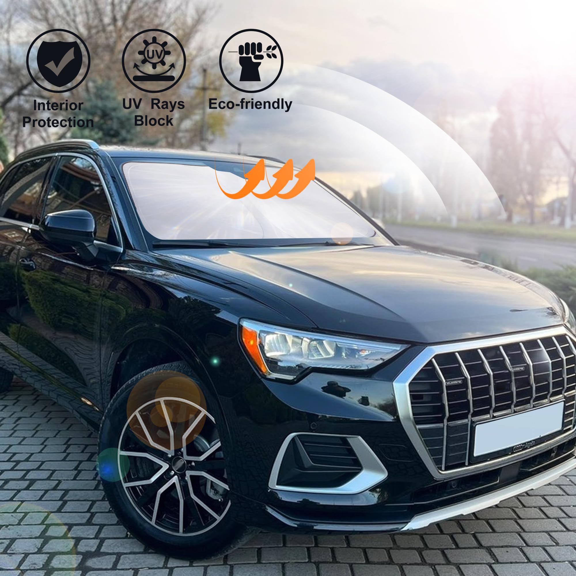 Windshield Sun Shade Fit For 2018 2019 2020 2021 2022 2023 2024 2025 Audi Q5 Accessories Front Window Sunshade Shield Blocker Ke