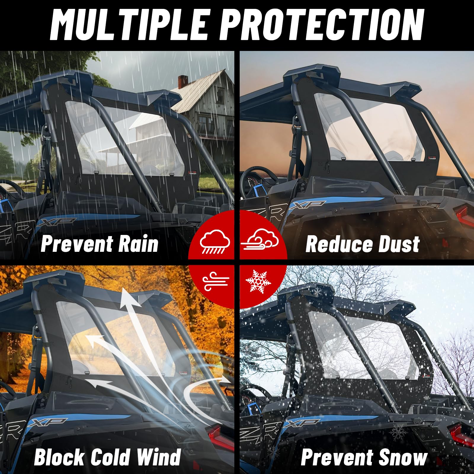 Starknightmt Rzr Rear Soft Window Compatible With Polaris Rzr Xp 1000/4 1000/Xp Turbo /Xp 4 Turbo Rzr Back Windshield Rzr Accessories Back Dust Panel