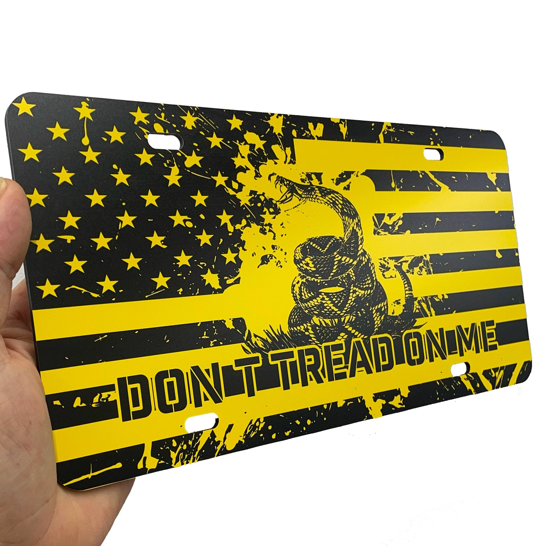 Jass Graphix Don'T Tread On Me License Plate - American Flag & Gadsden Snake Design