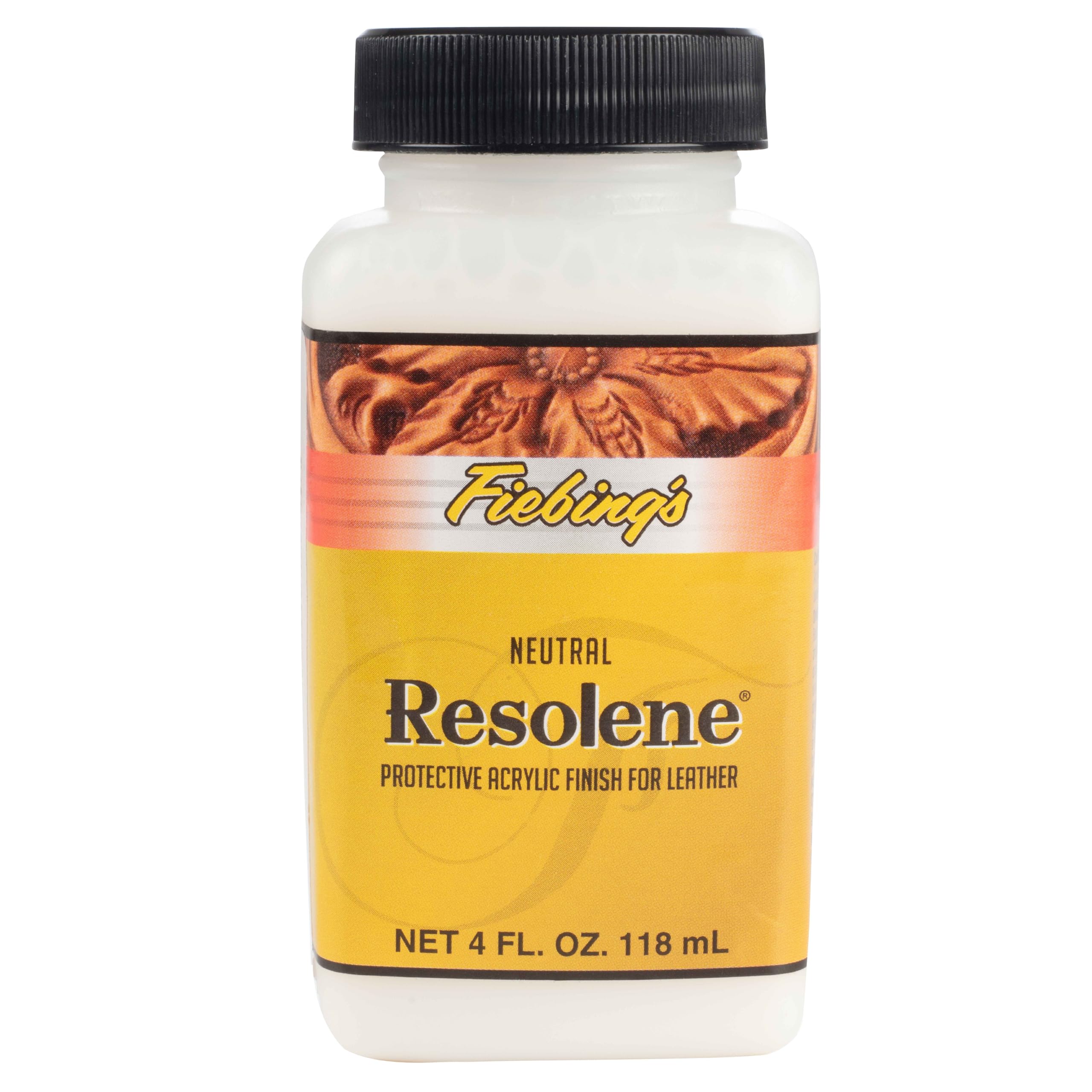 Fiebing'S Acrylic Resolene (4 Oz, Neutral) - Protective Acrylic Leather Finisher - Glossy Finish Top Coat For Dyed & Polished Leathercraft - Flexible, Durable, Water Resistant For Boots, Couch, Purse