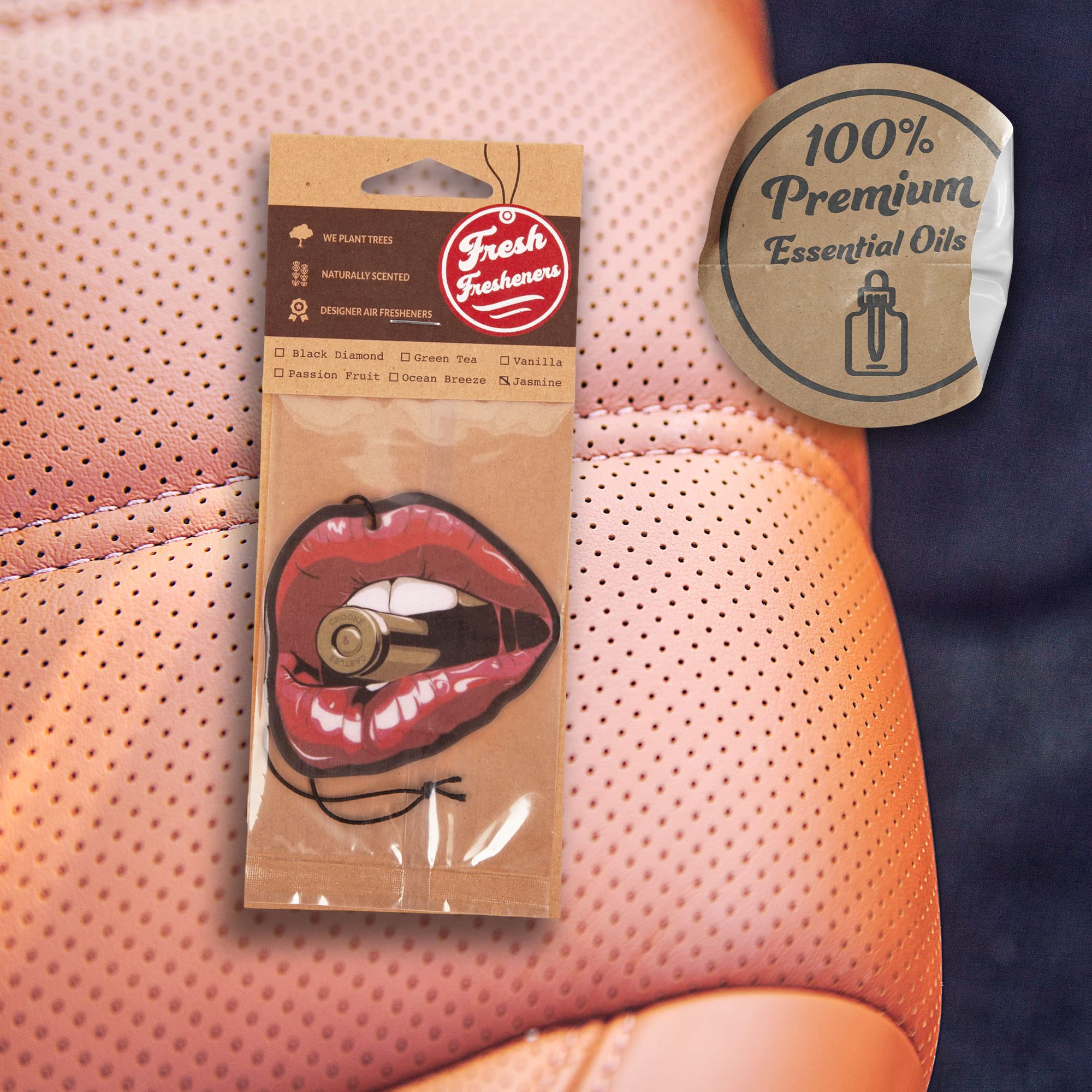 Bullet Lips Car Air Freshener 3 Pack Scented With Essential Oils By Fresh Fresheners (3 Pack)