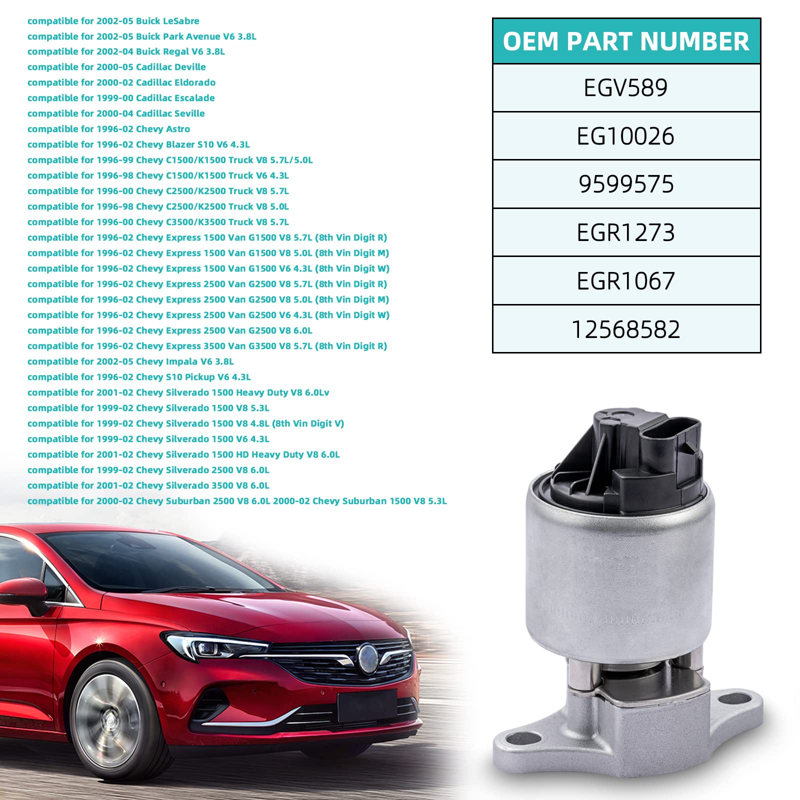 AULINK EGV589 EGR Valve EGR1273 For Chevy 1500 Astro Blazer Impala Express Silverado Tahoe,GMC K1500 Savana Sierra Yukon,Buick L