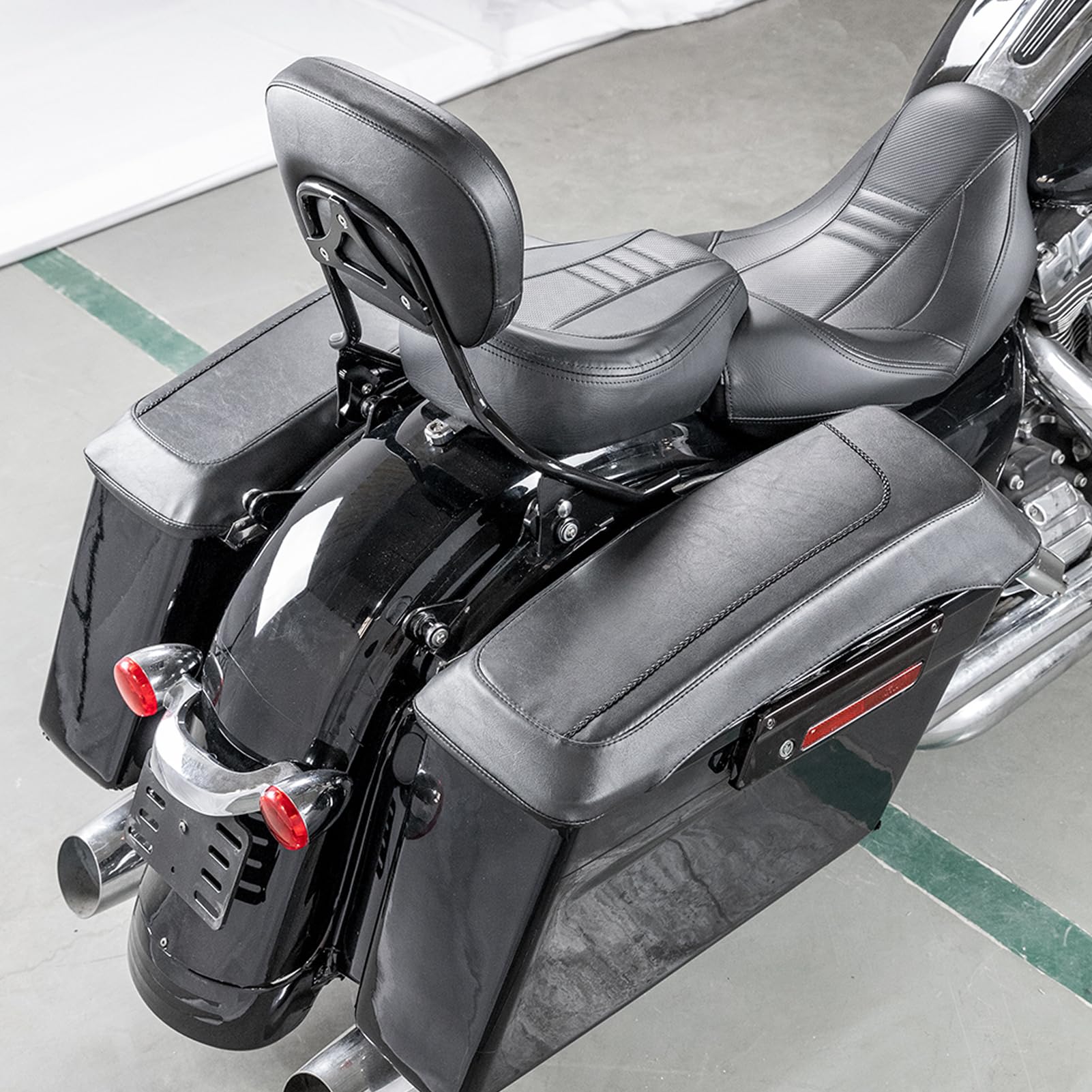 Mofun Pu Leather Saddlebag Speaker Lid Bra Protective Cover Compatible With 1993-2013 Harley Touring Road King Electra Road Street Glide